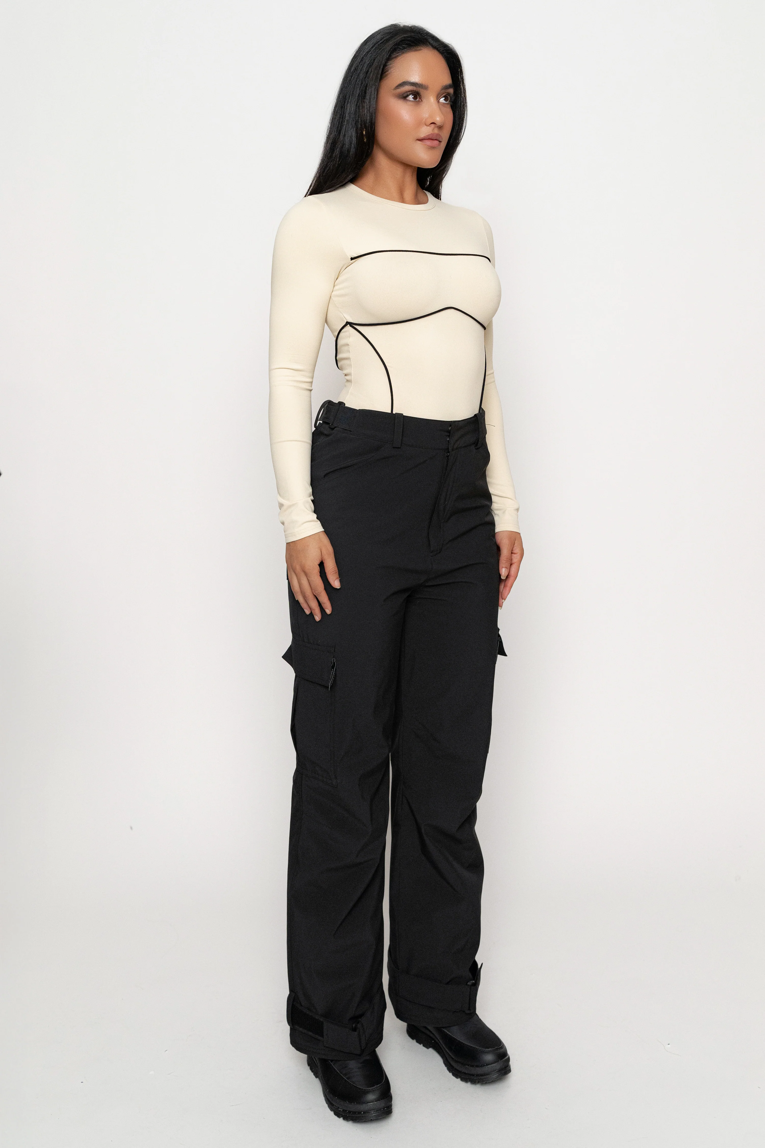 Cream/Black Pilar Piped Bodysuit - Image 6