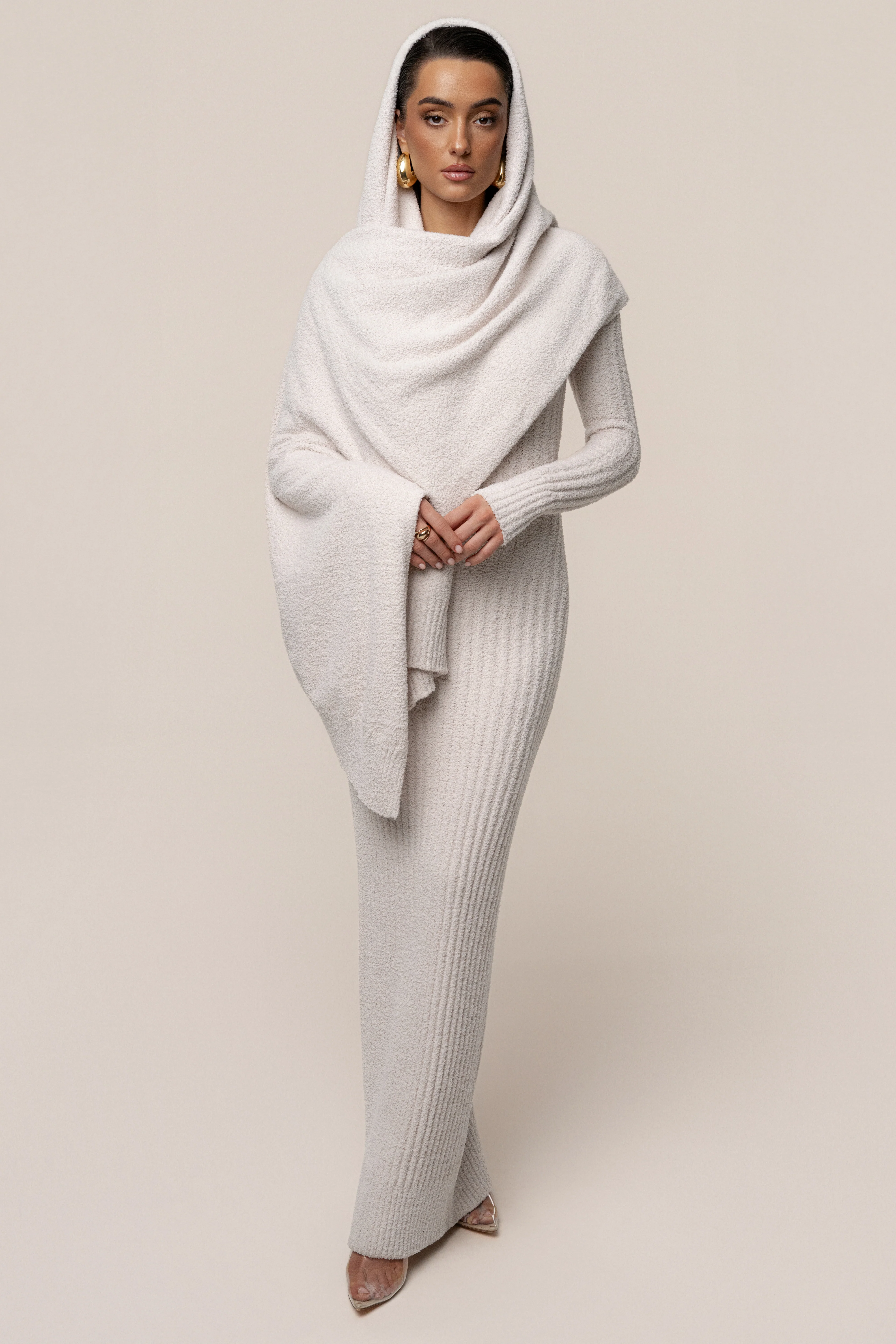 Cream First Class Ribbed Maxi Dress - Image 12