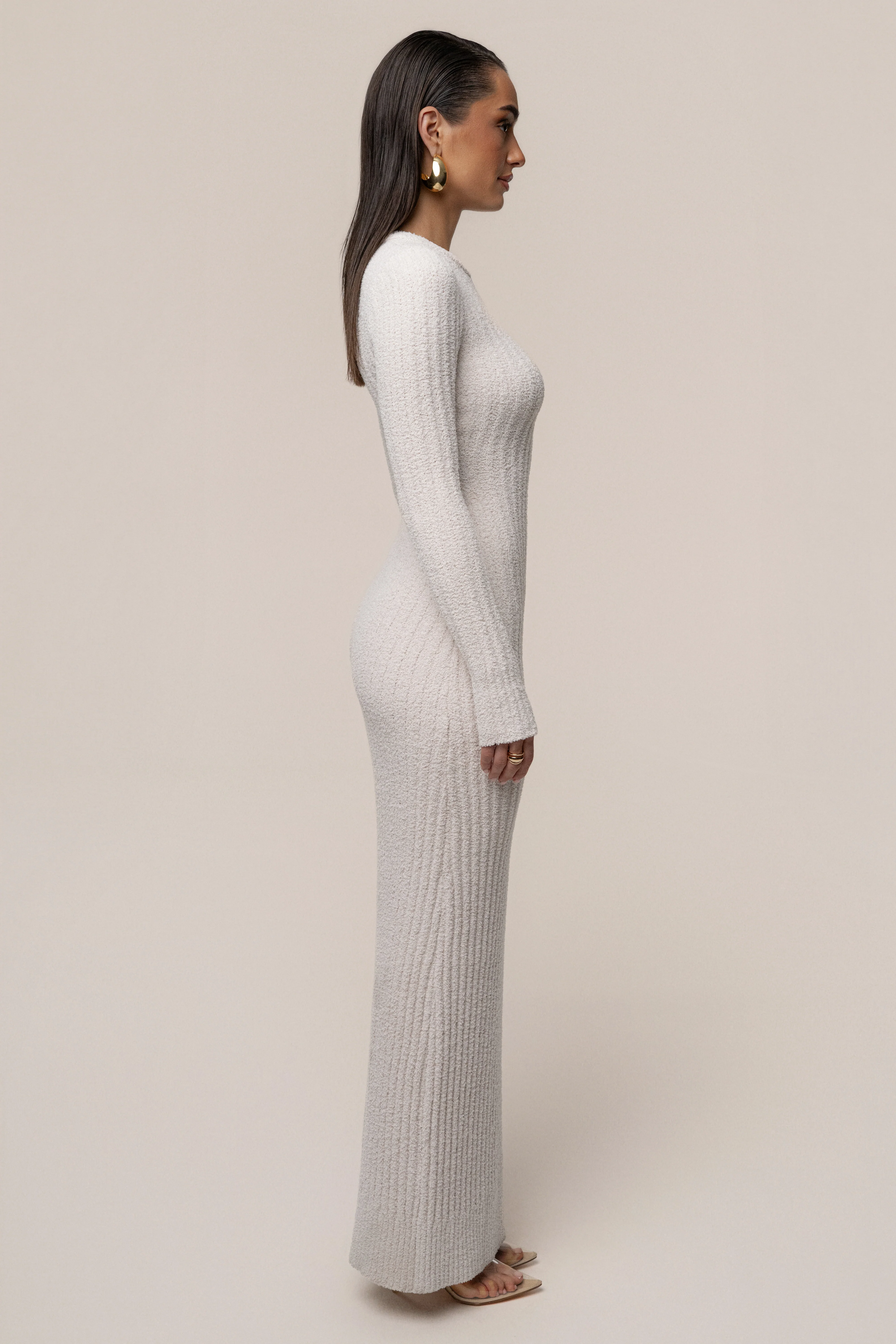 Cream First Class Ribbed Maxi Dress - Image 14