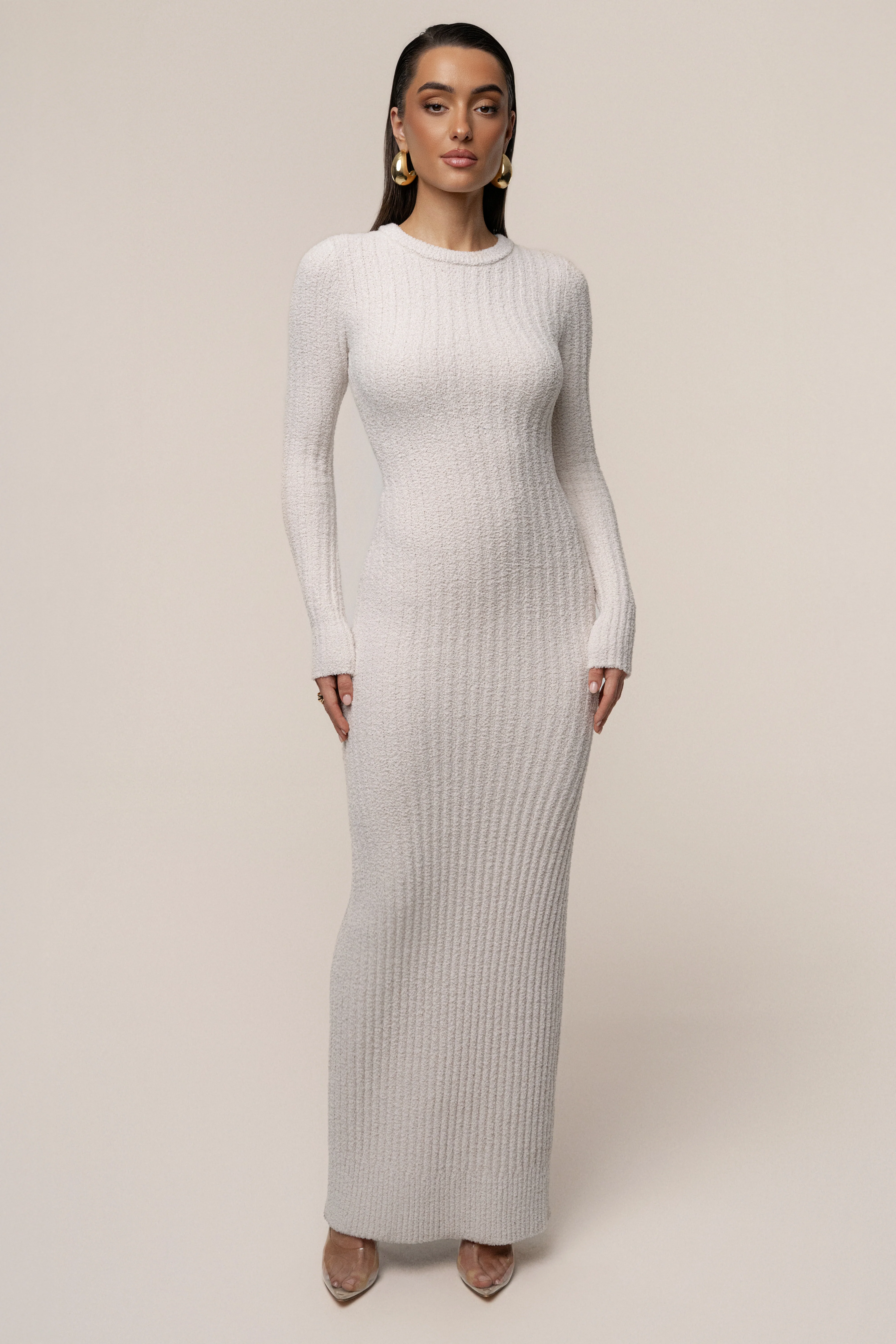 Cream First Class Ribbed Maxi Dress - Image 2