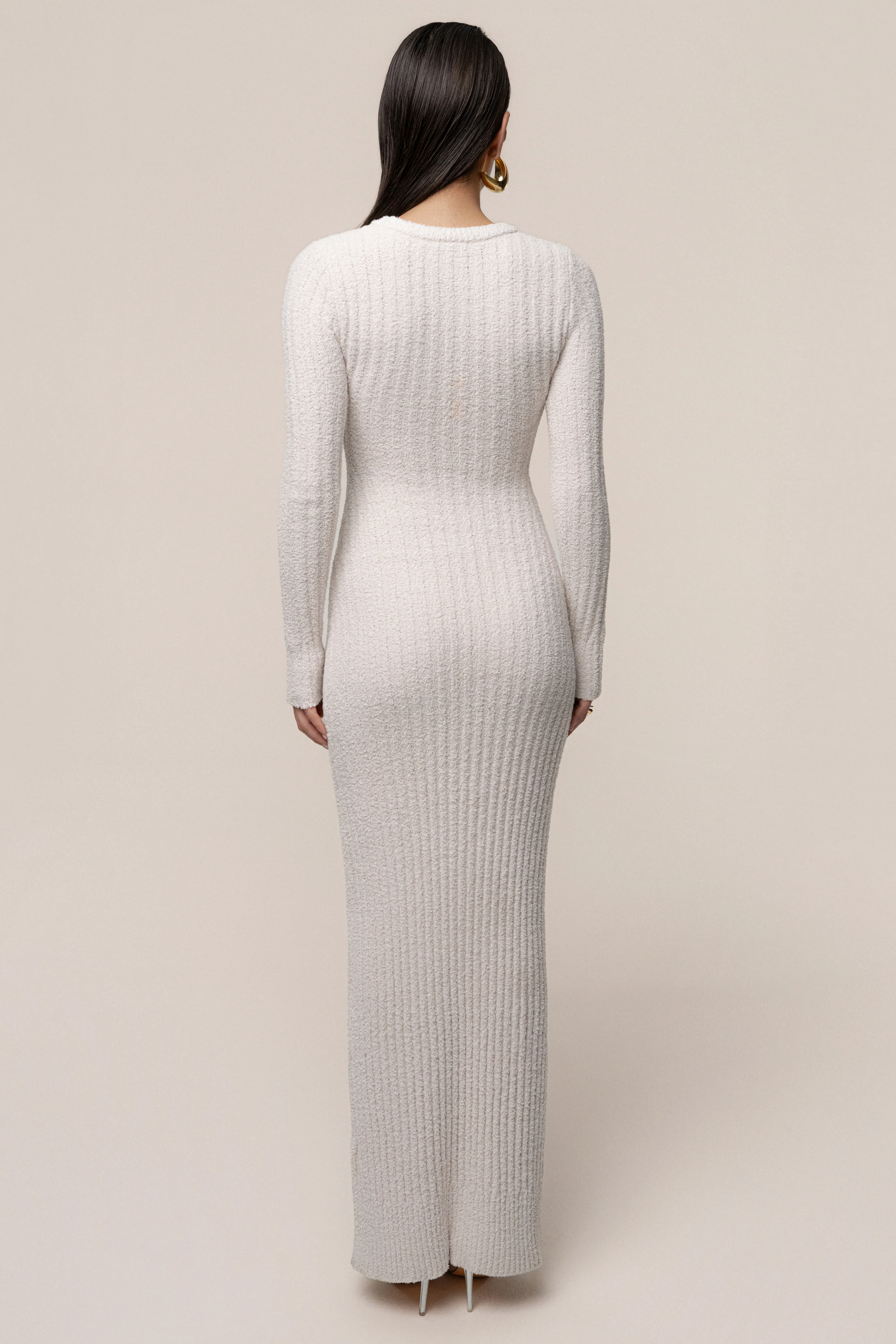 Cream First Class Ribbed Maxi Dress - Image 8