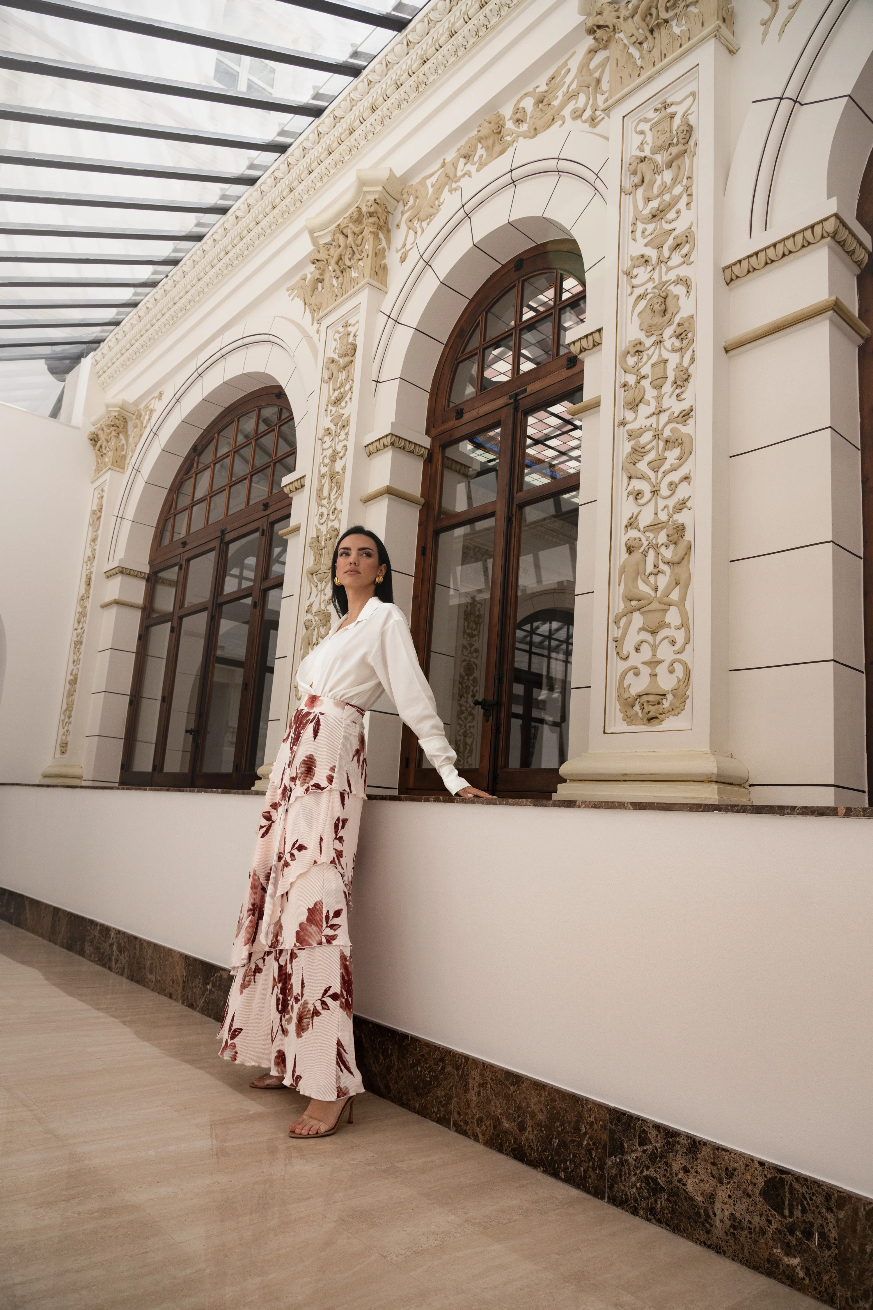 Cream Floral Kamira Tiered Skirt - Image 15