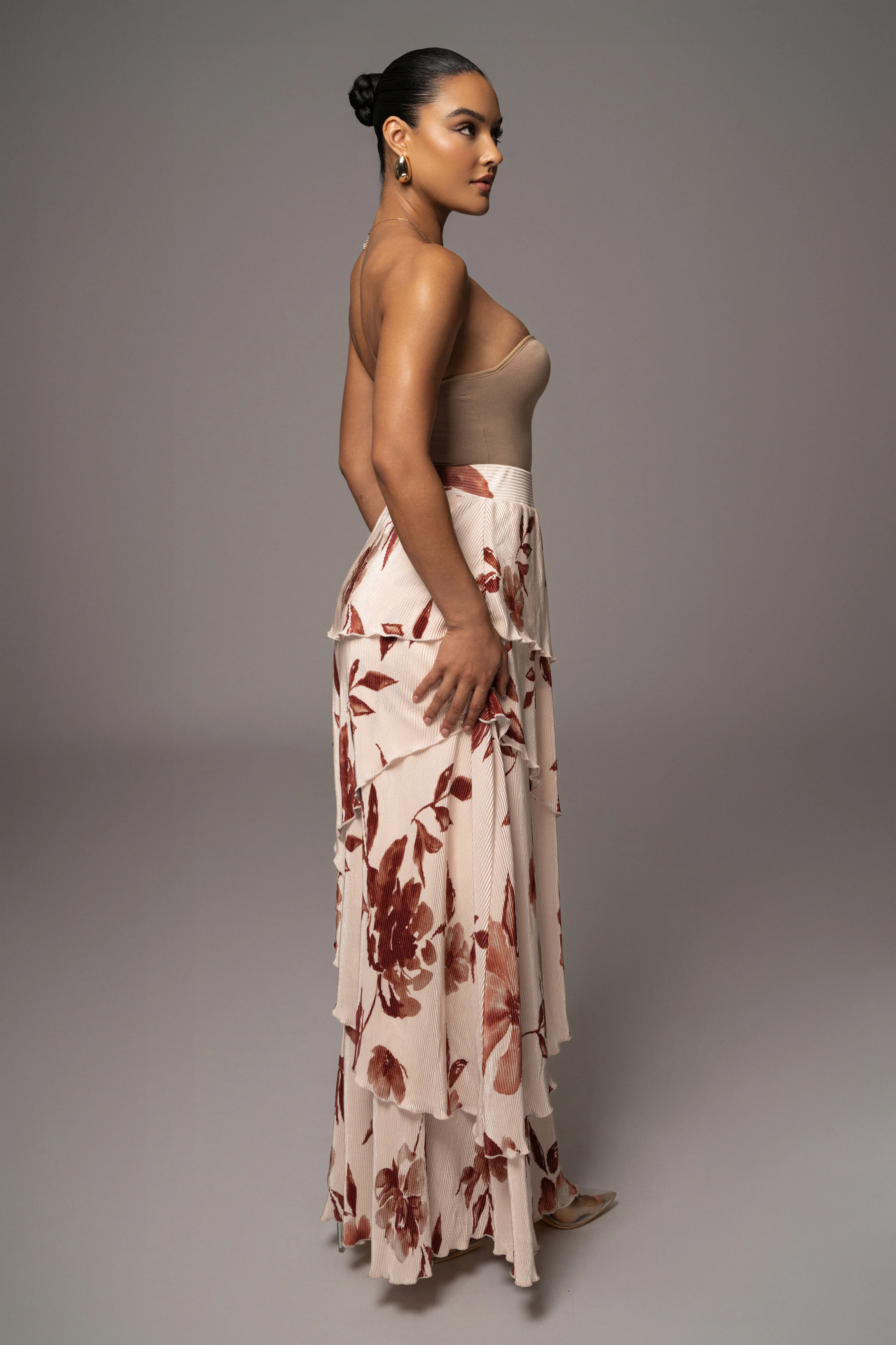 Cream Floral Kamira Tiered Skirt - Image 17
