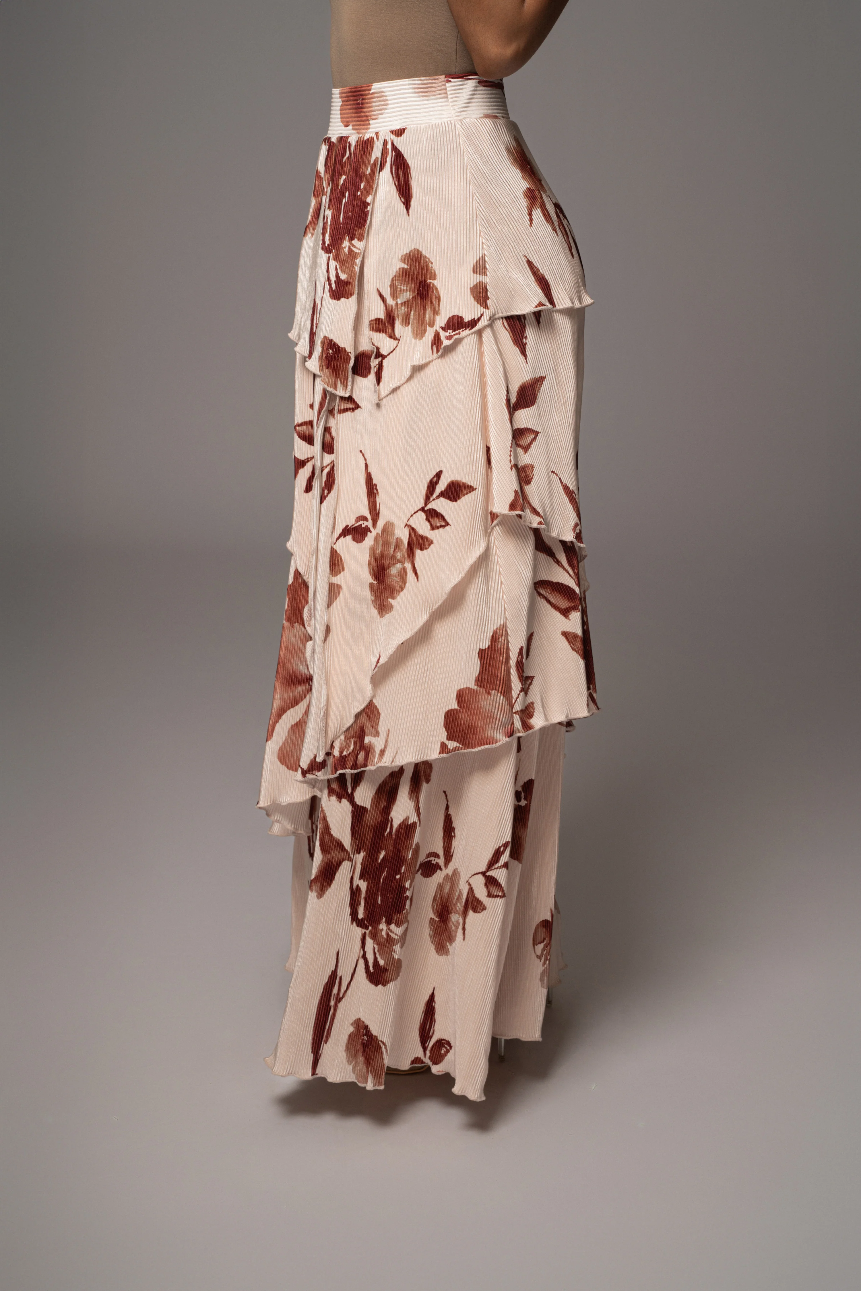 Cream Floral Kamira Tiered Skirt - Image 18