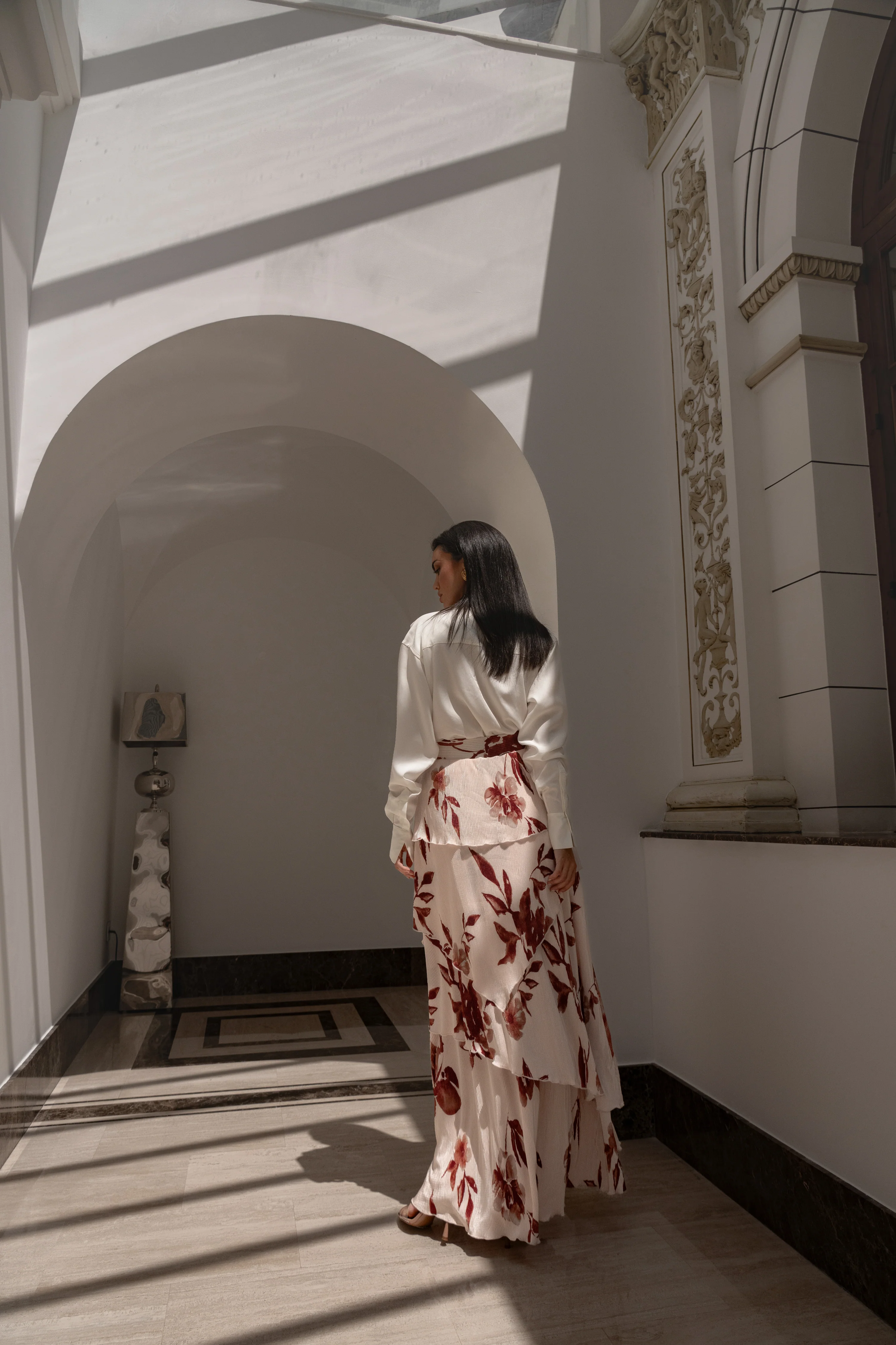Cream Floral Kamira Tiered Skirt - Image 20