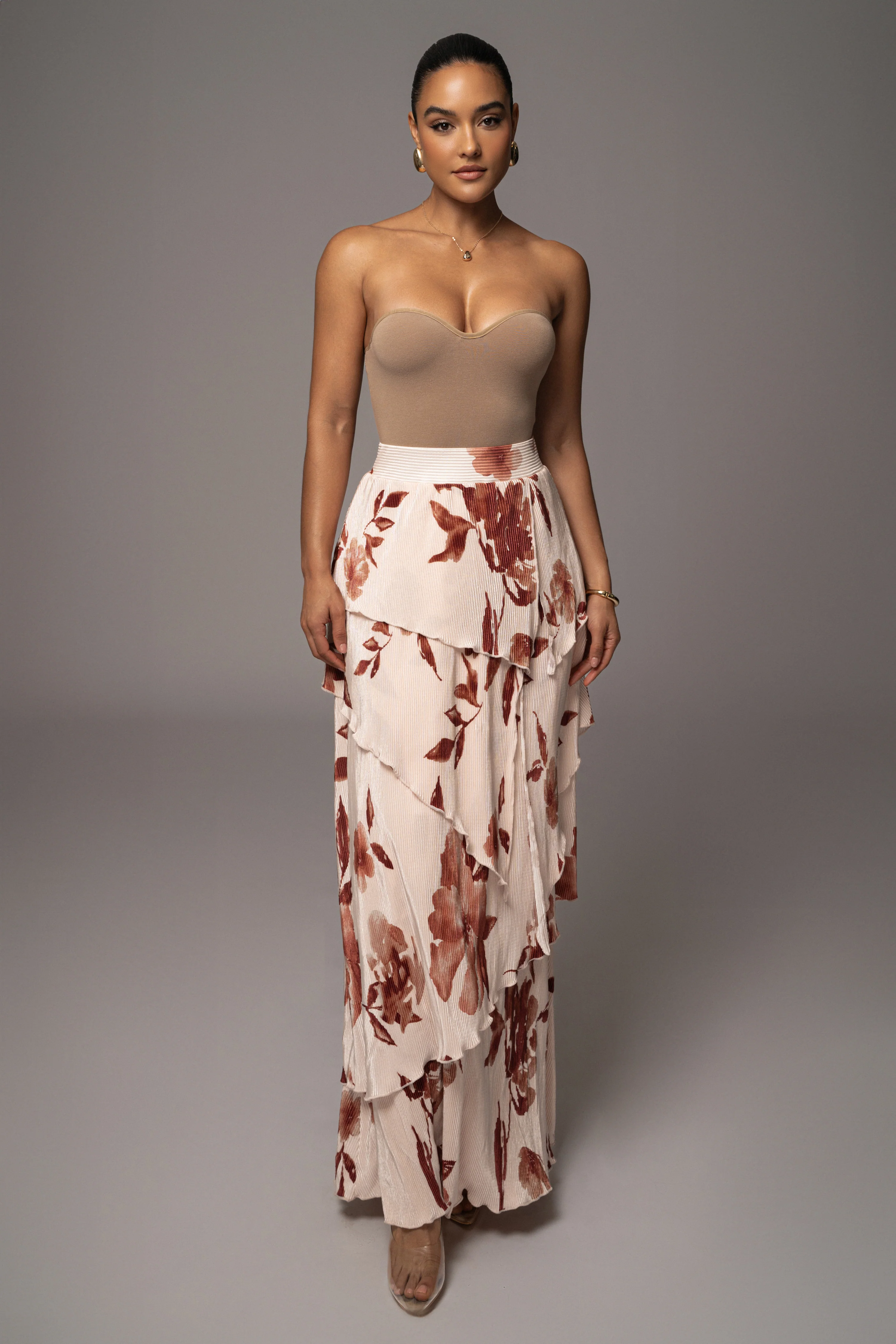 Cream Floral Kamira Tiered Skirt - Image 4
