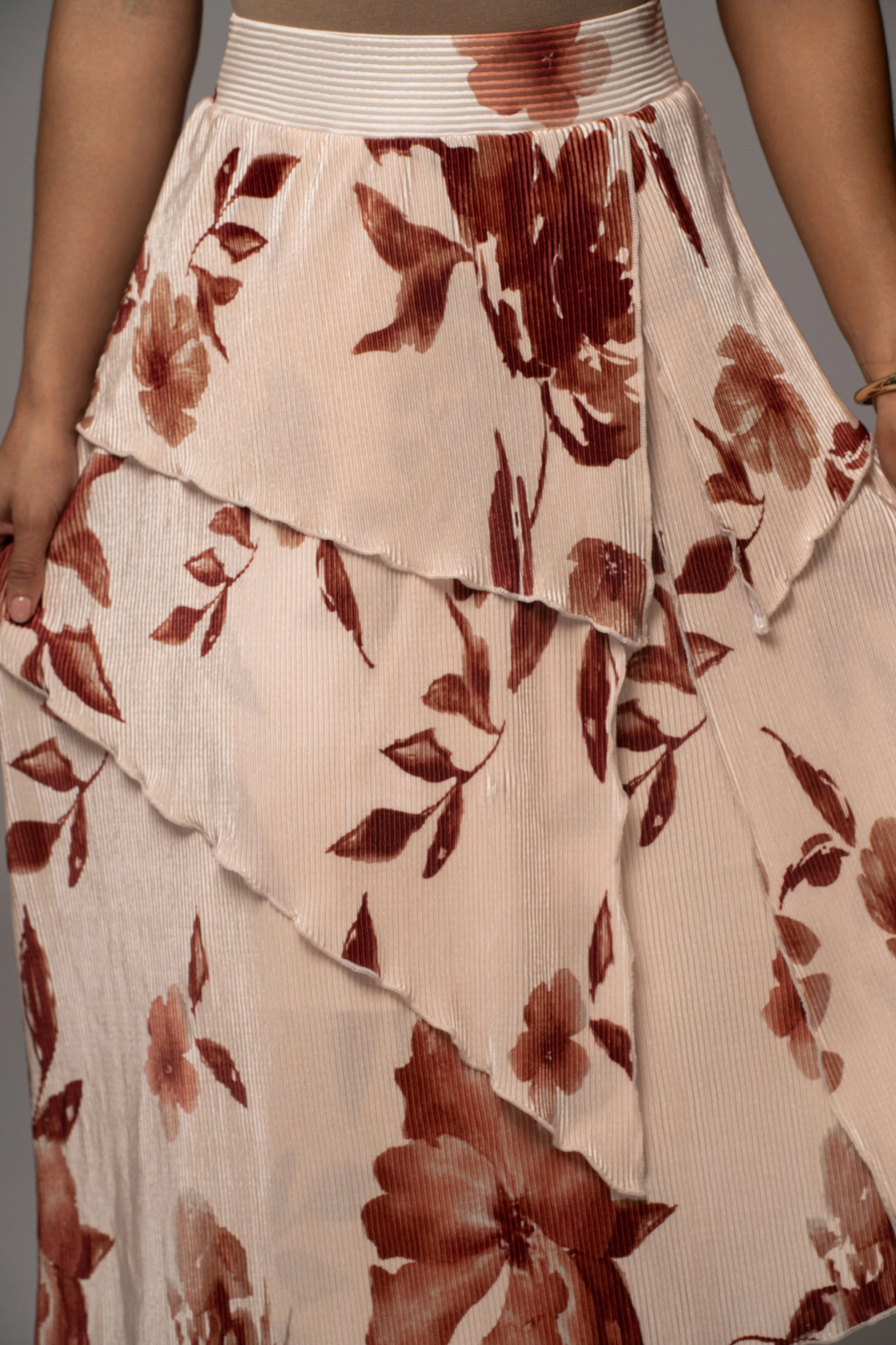 Cream Floral Kamira Tiered Skirt - Image 5