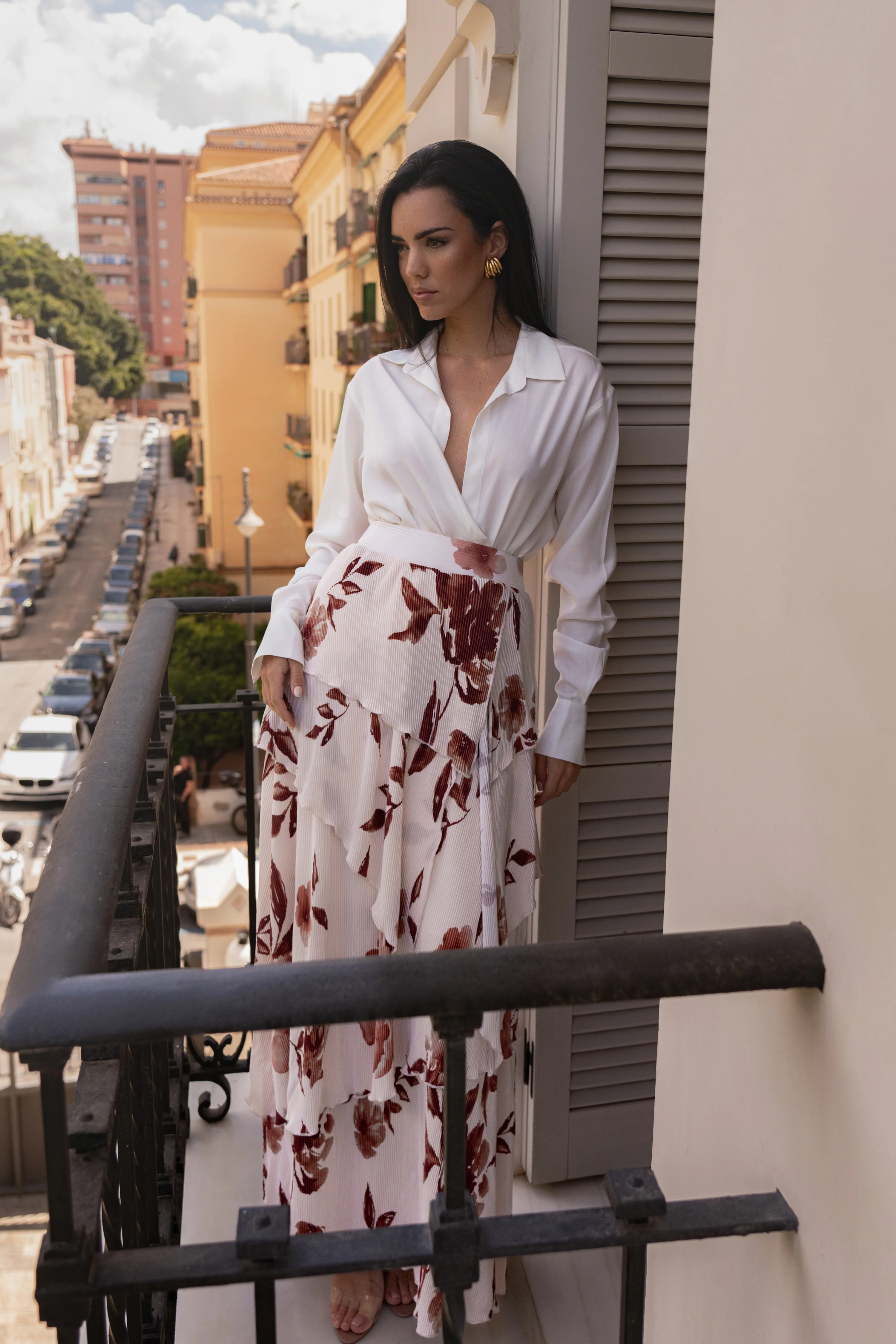 Cream Floral Kamira Tiered Skirt - Image 7
