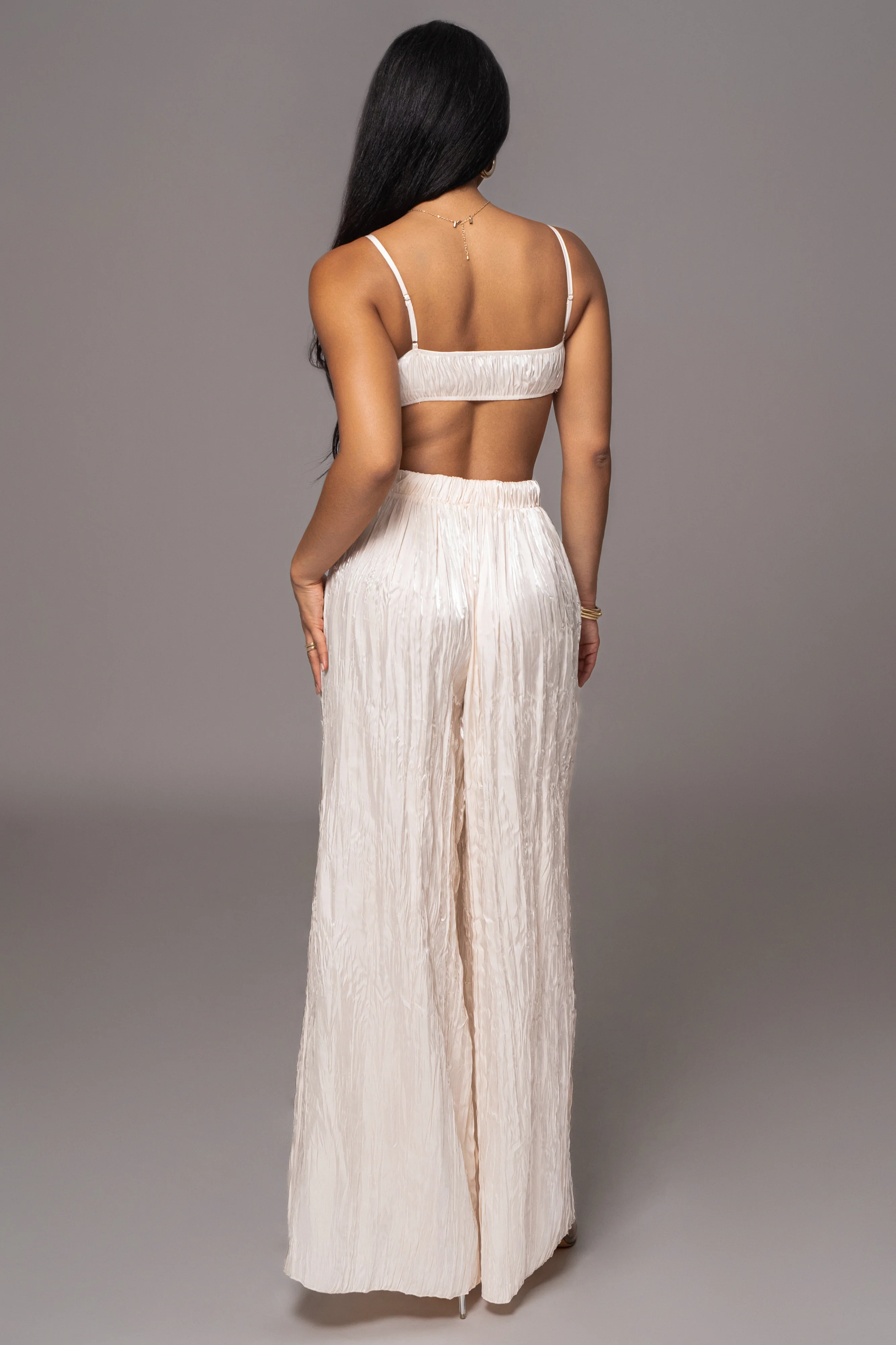Cream Let's Get Away Satin Pant Set - Image 10