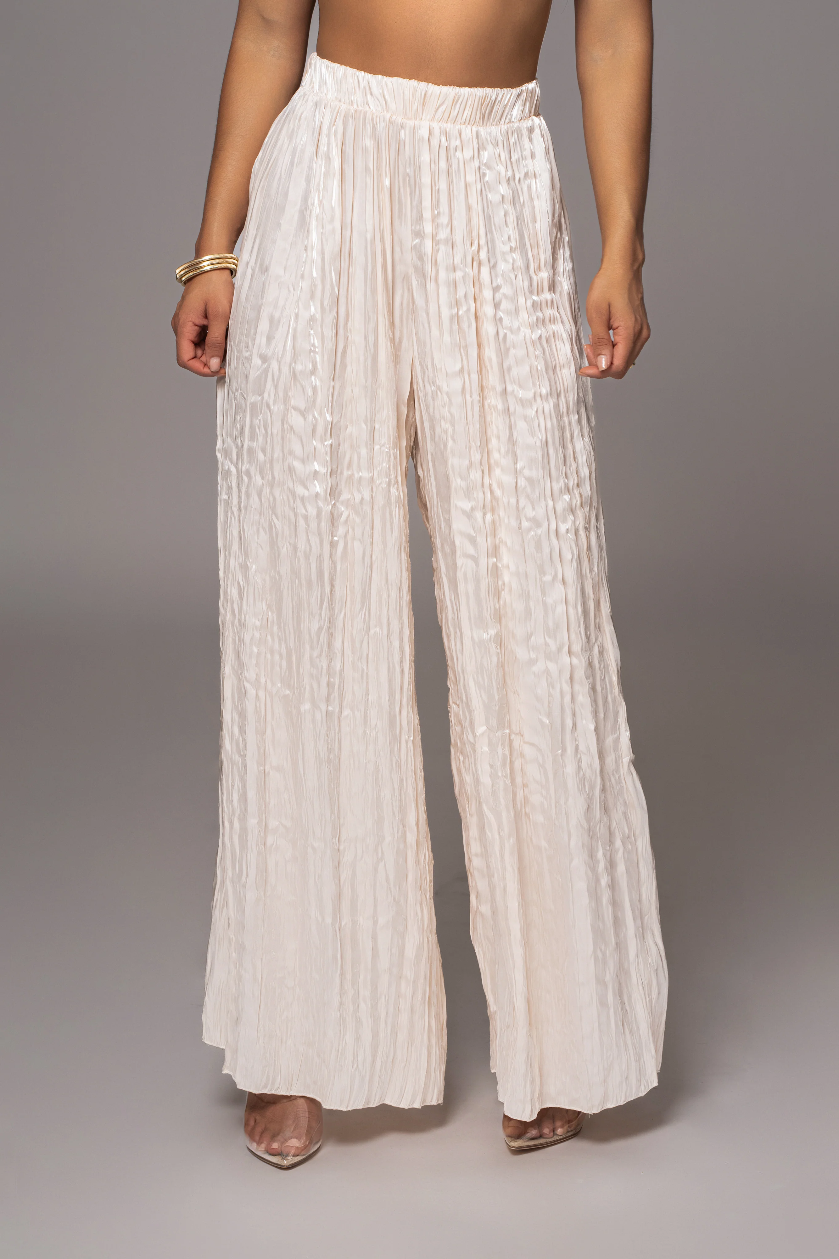 Cream Let's Get Away Satin Pant Set - Image 5