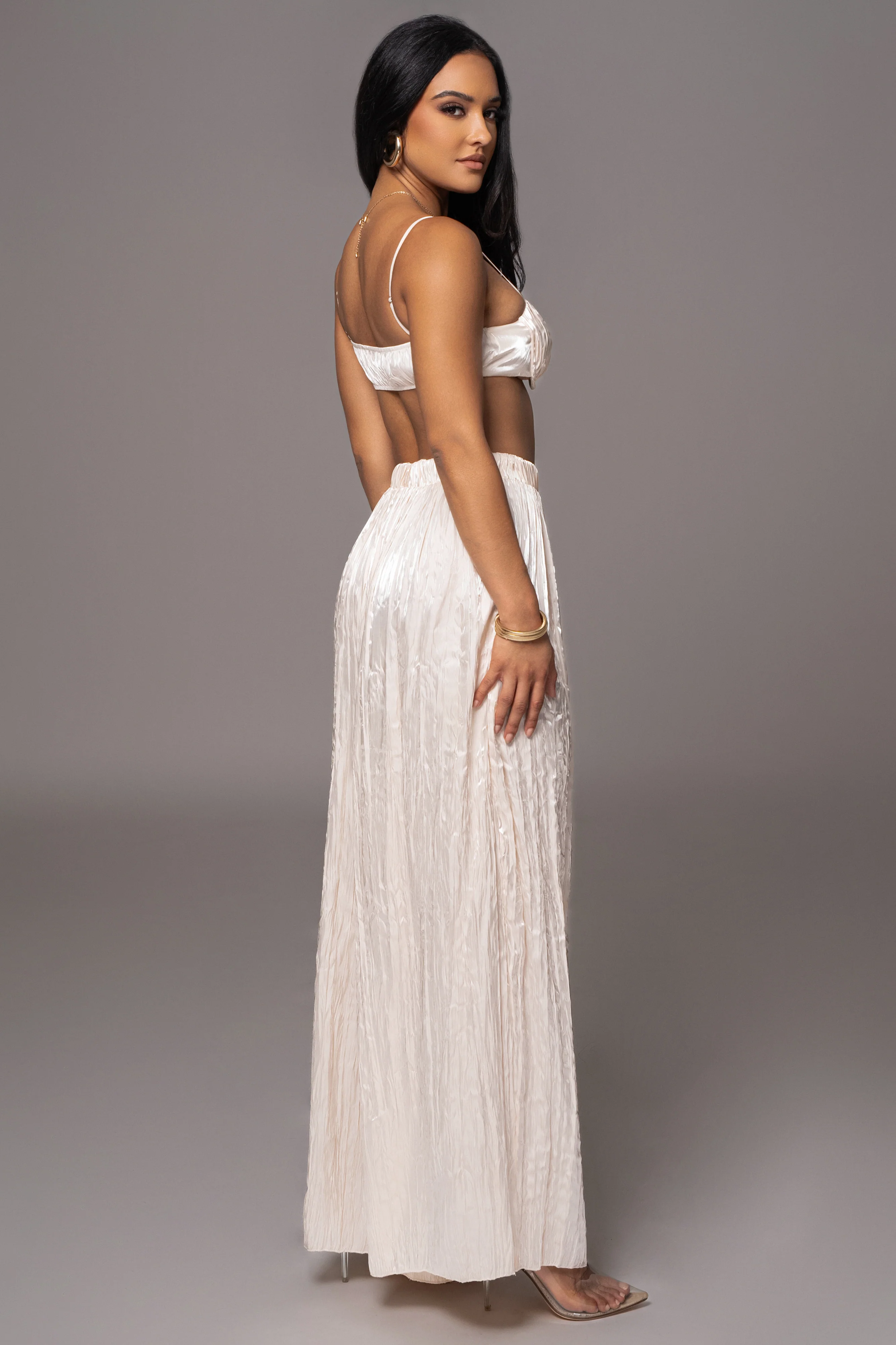 Cream Let's Get Away Satin Pant Set - Image 8