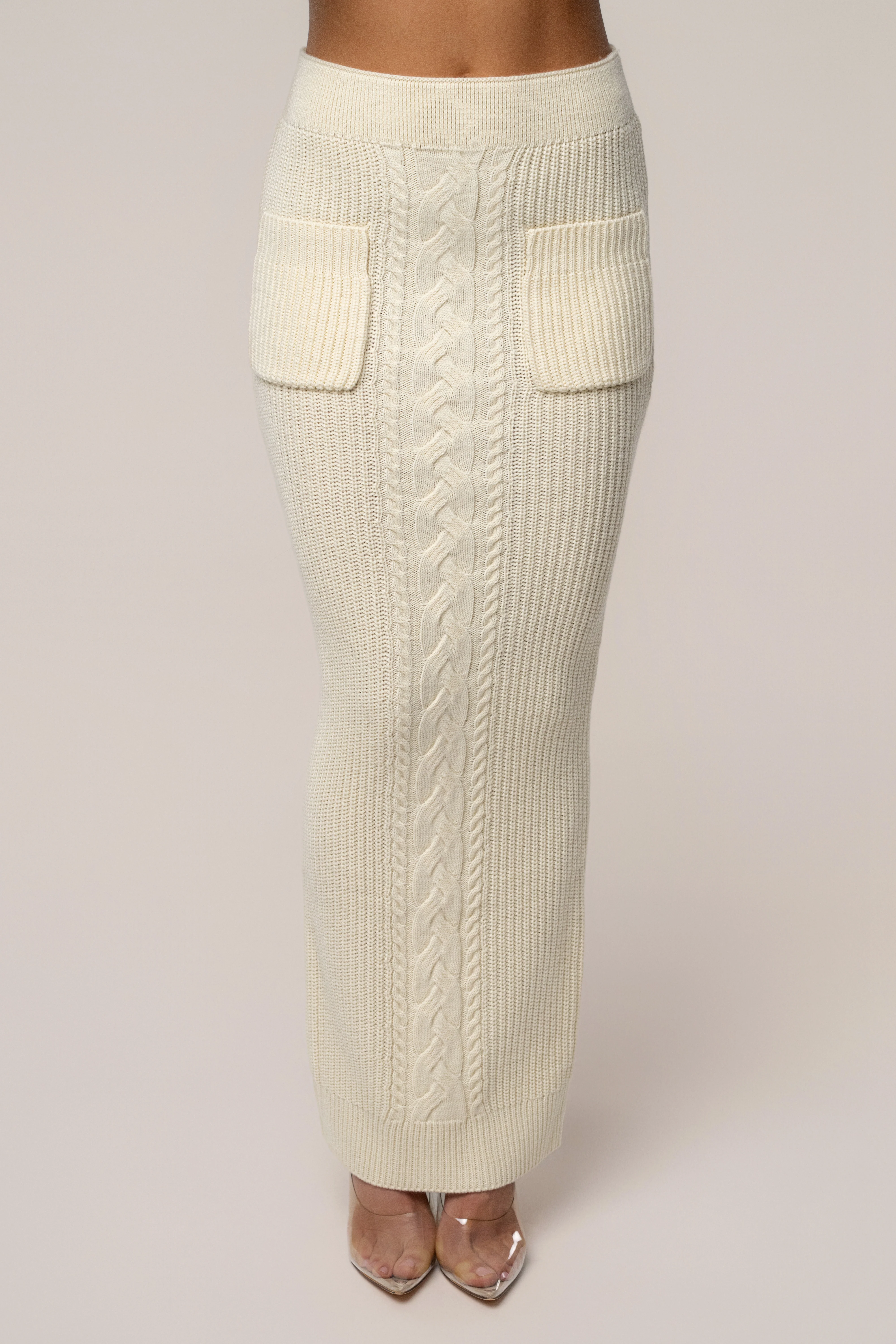 Cream Missy Cable Sweater Midi Skirt - Image 2