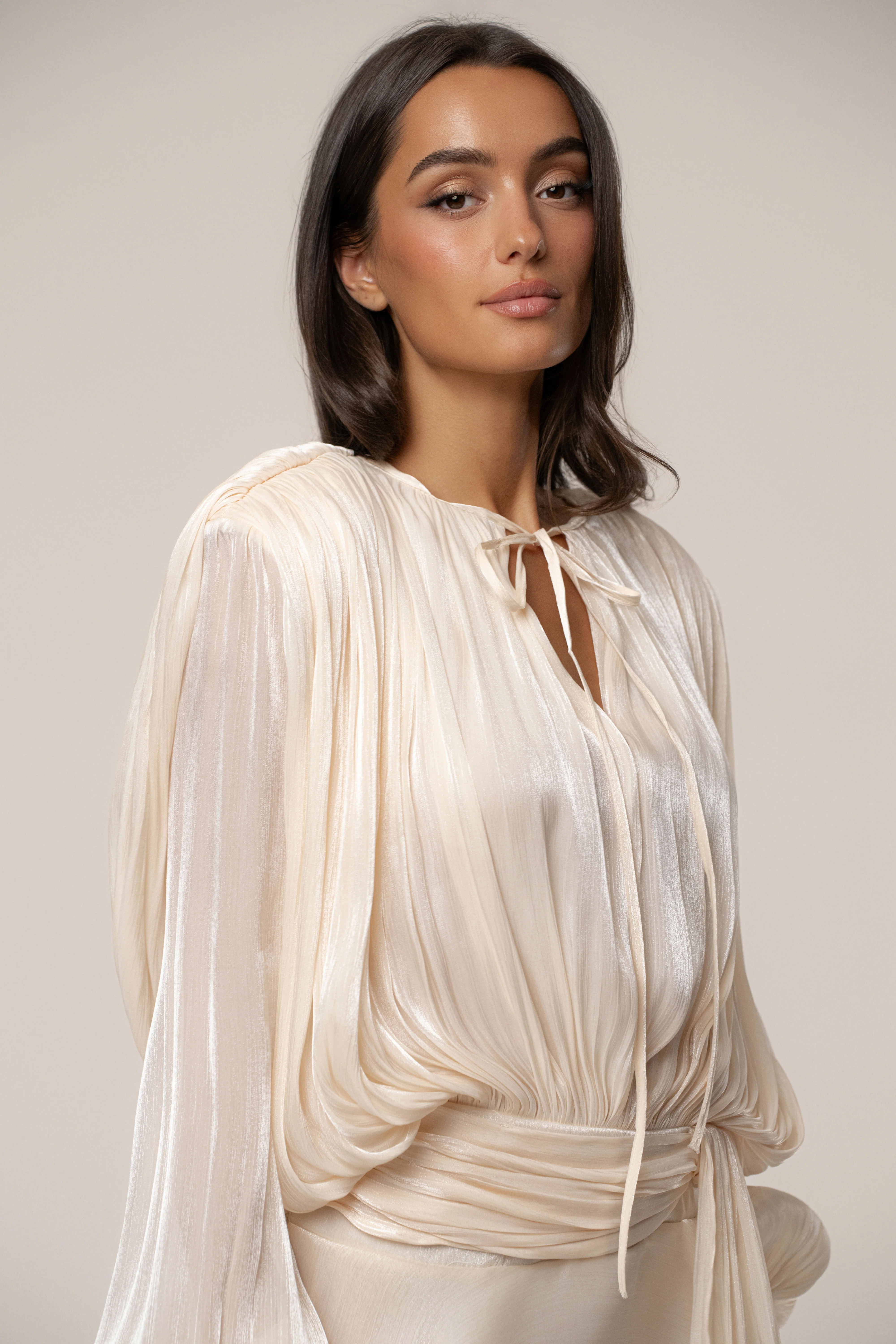 Cream Pure Glow Draped Mini Dress - Image 6