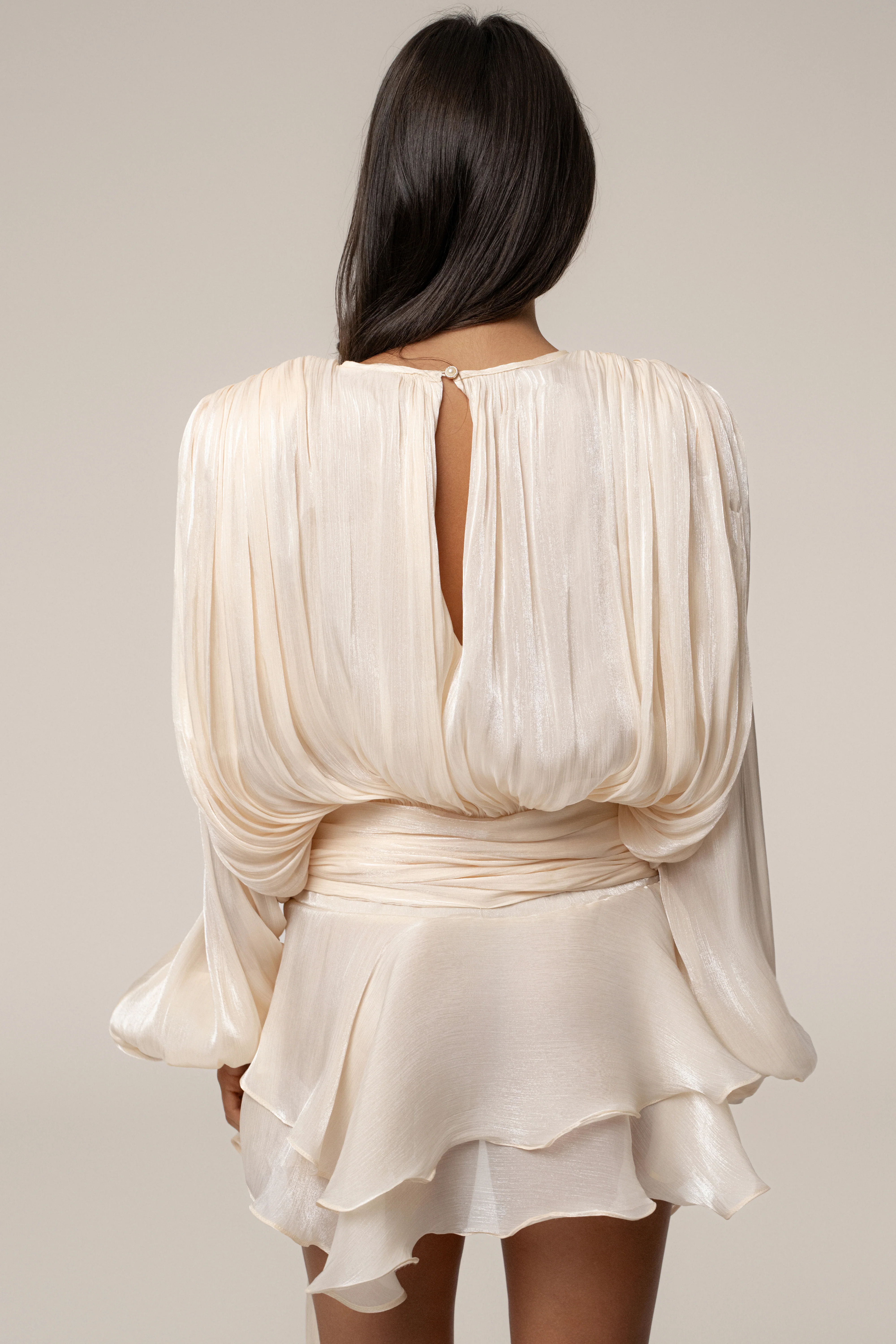 Cream Pure Glow Draped Mini Dress - Image 8