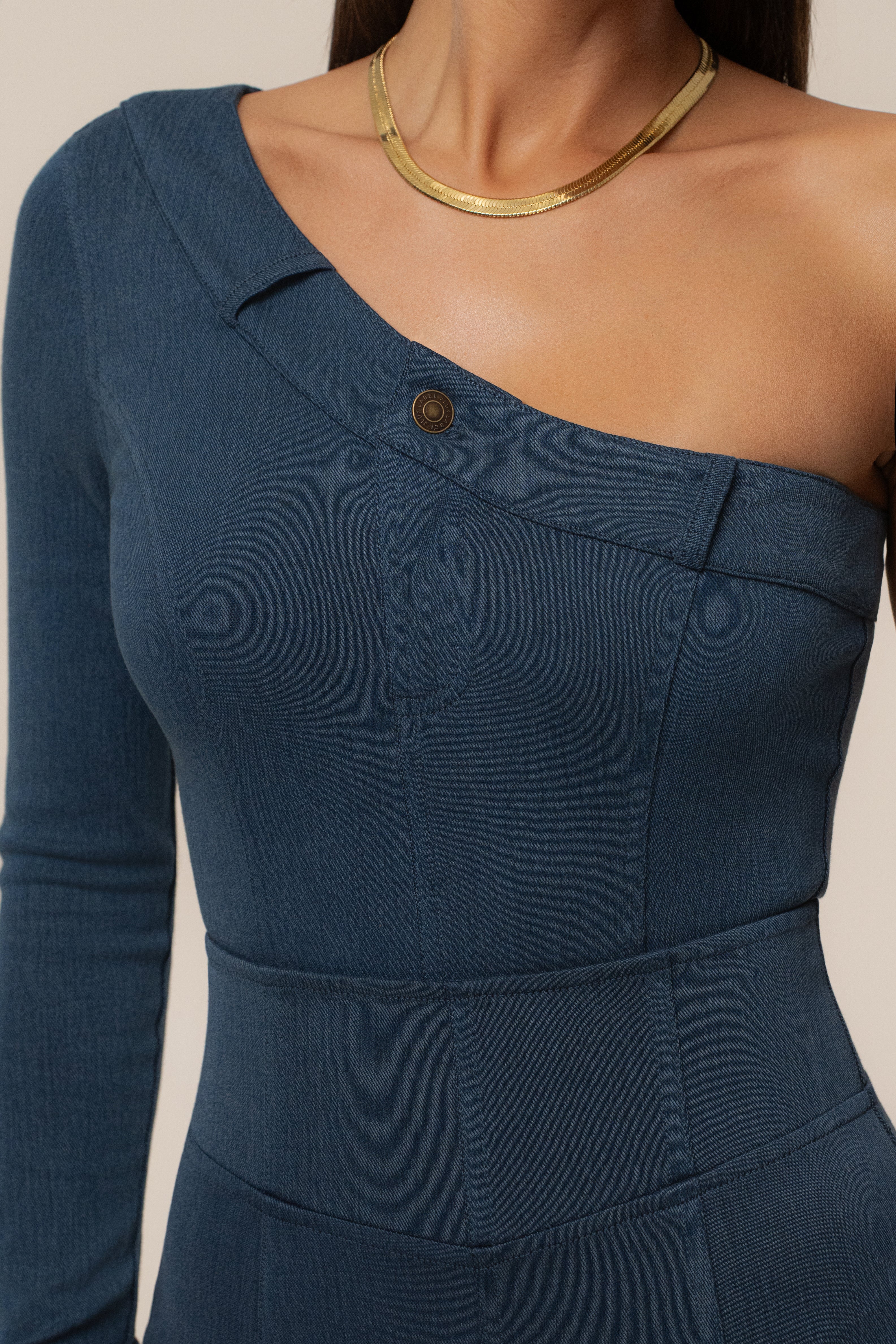 Dark Denim Button Me Up Bodysuit - Image 10