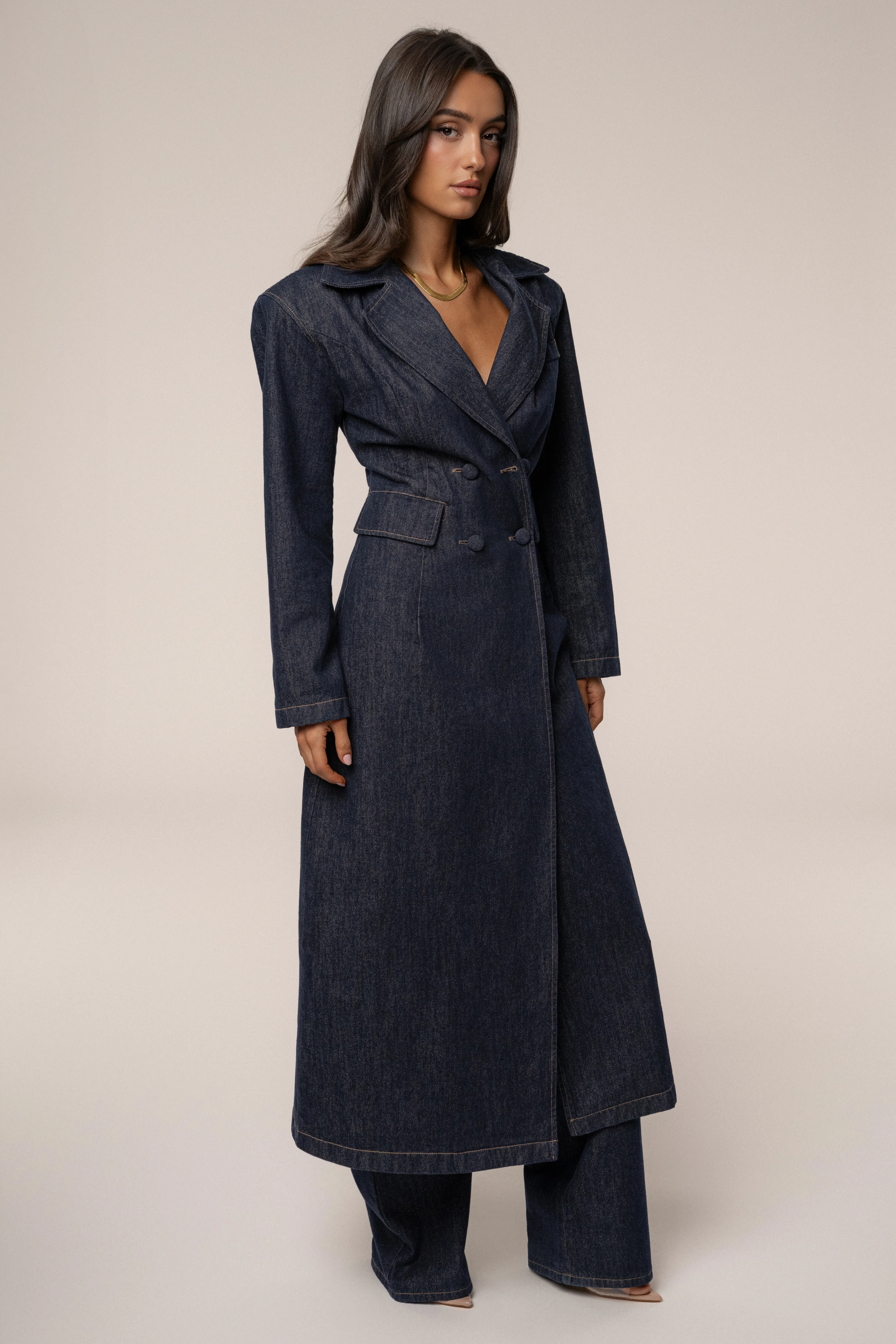 Dark Denim Signature Coat - Image 13