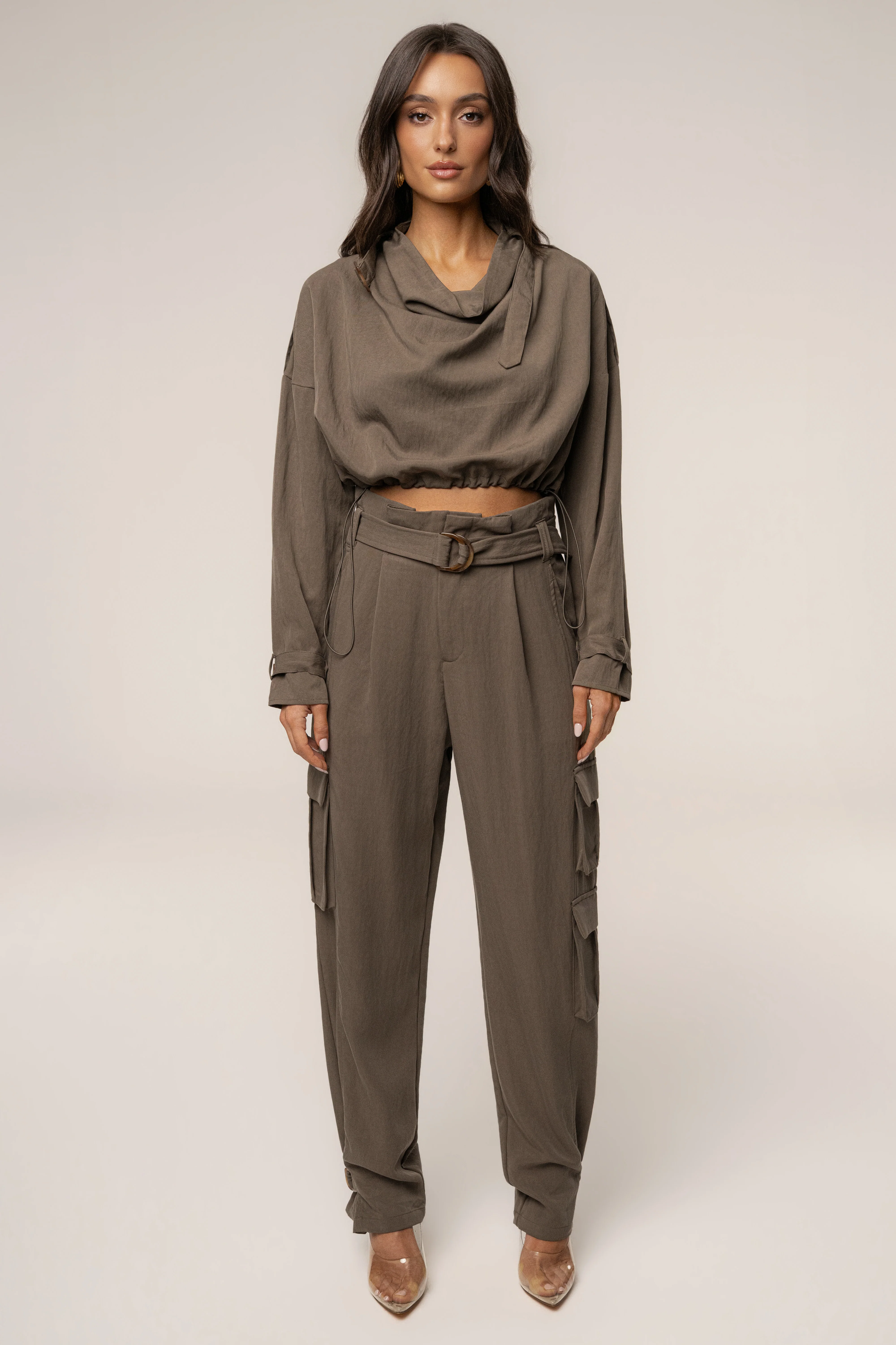 Dark Taupe Boundless Belted Cargo Pants - Image 3