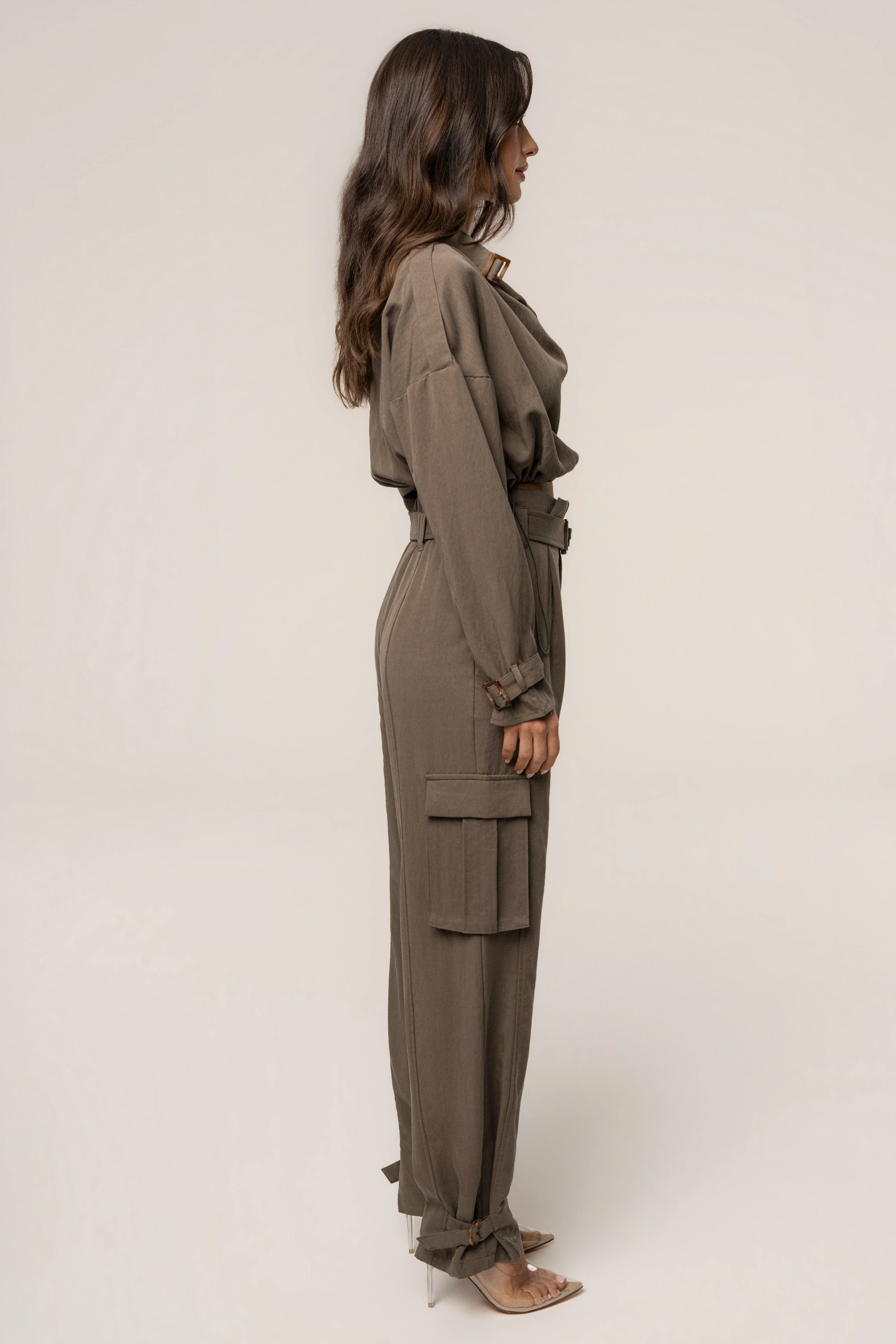 Dark Taupe Boundless Belted Cargo Pants - Image 4