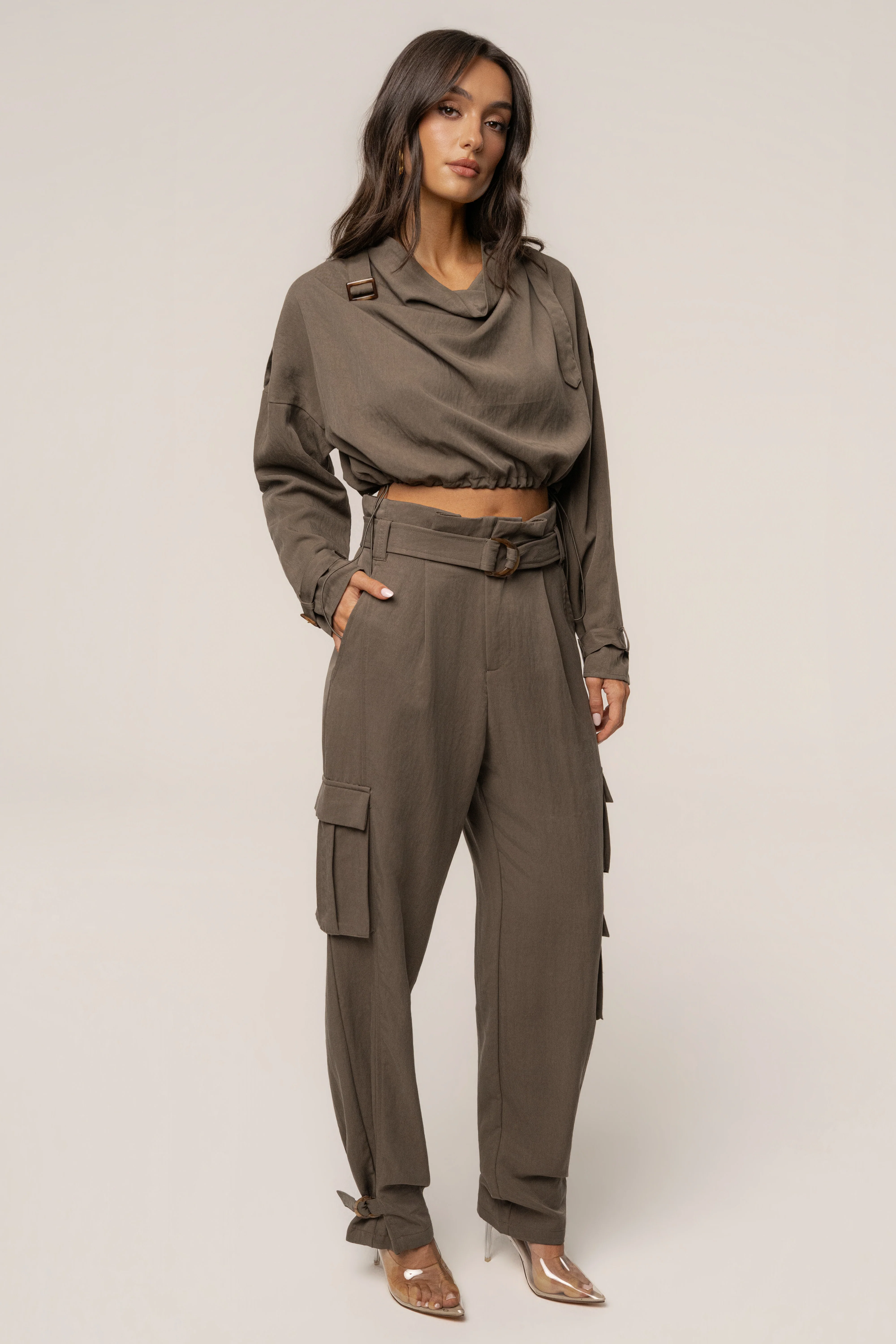 Dark Taupe Boundless Belted Cargo Pants - Image 6