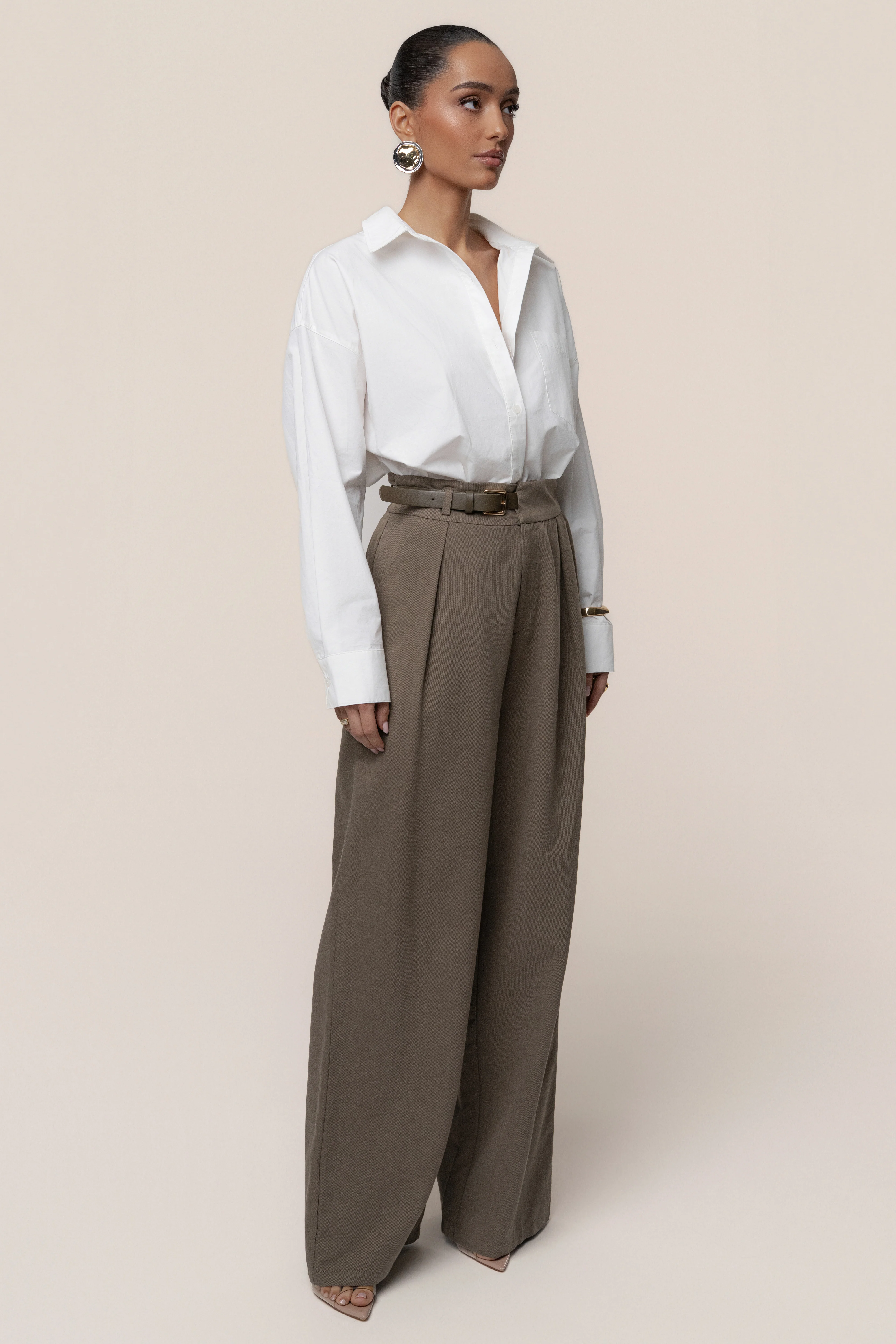Dark Taupe Everywhere Belted Trousers - Image 3