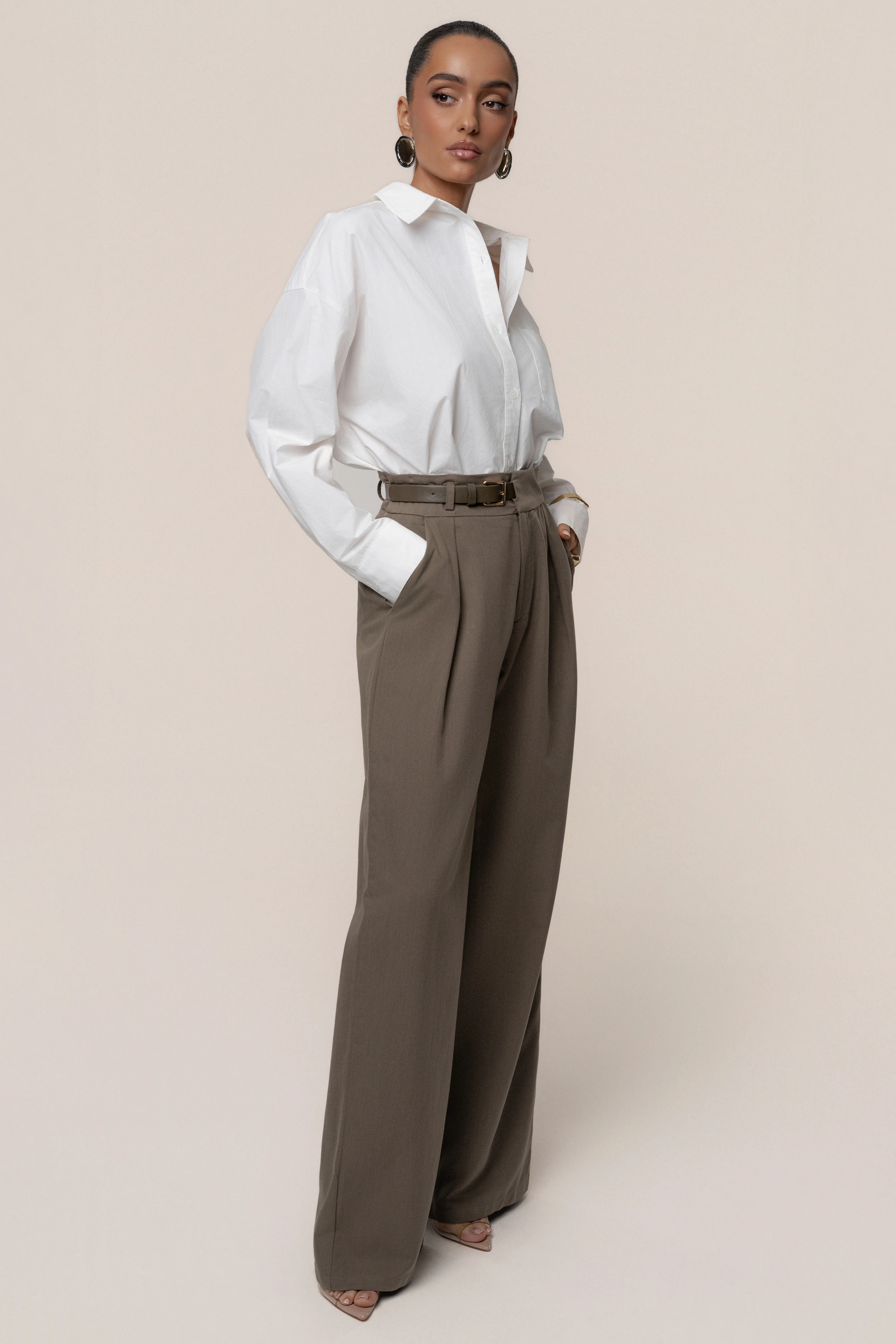 Dark Taupe Everywhere Belted Trousers - Image 6