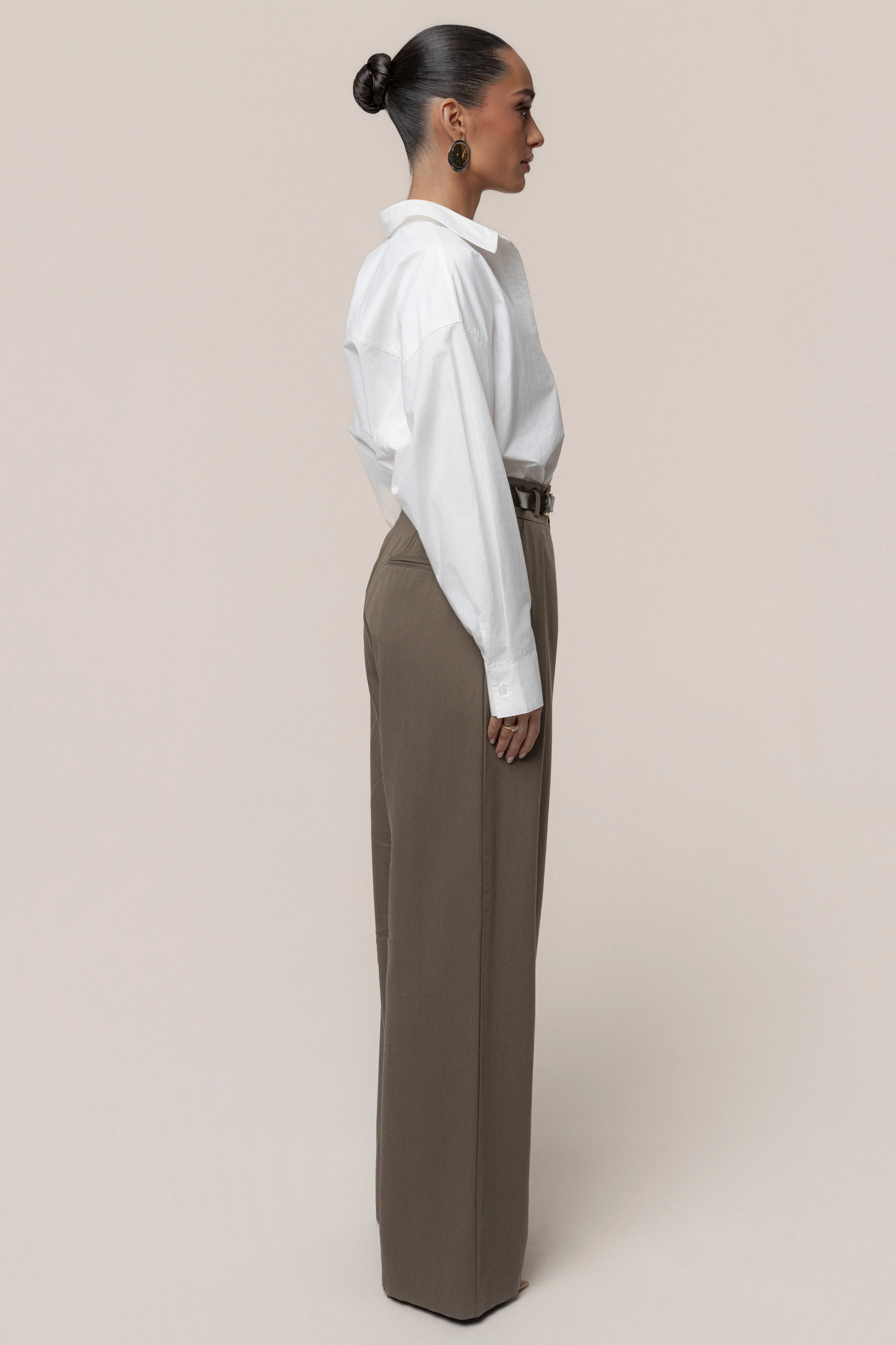 Dark Taupe Everywhere Belted Trousers - Image 7