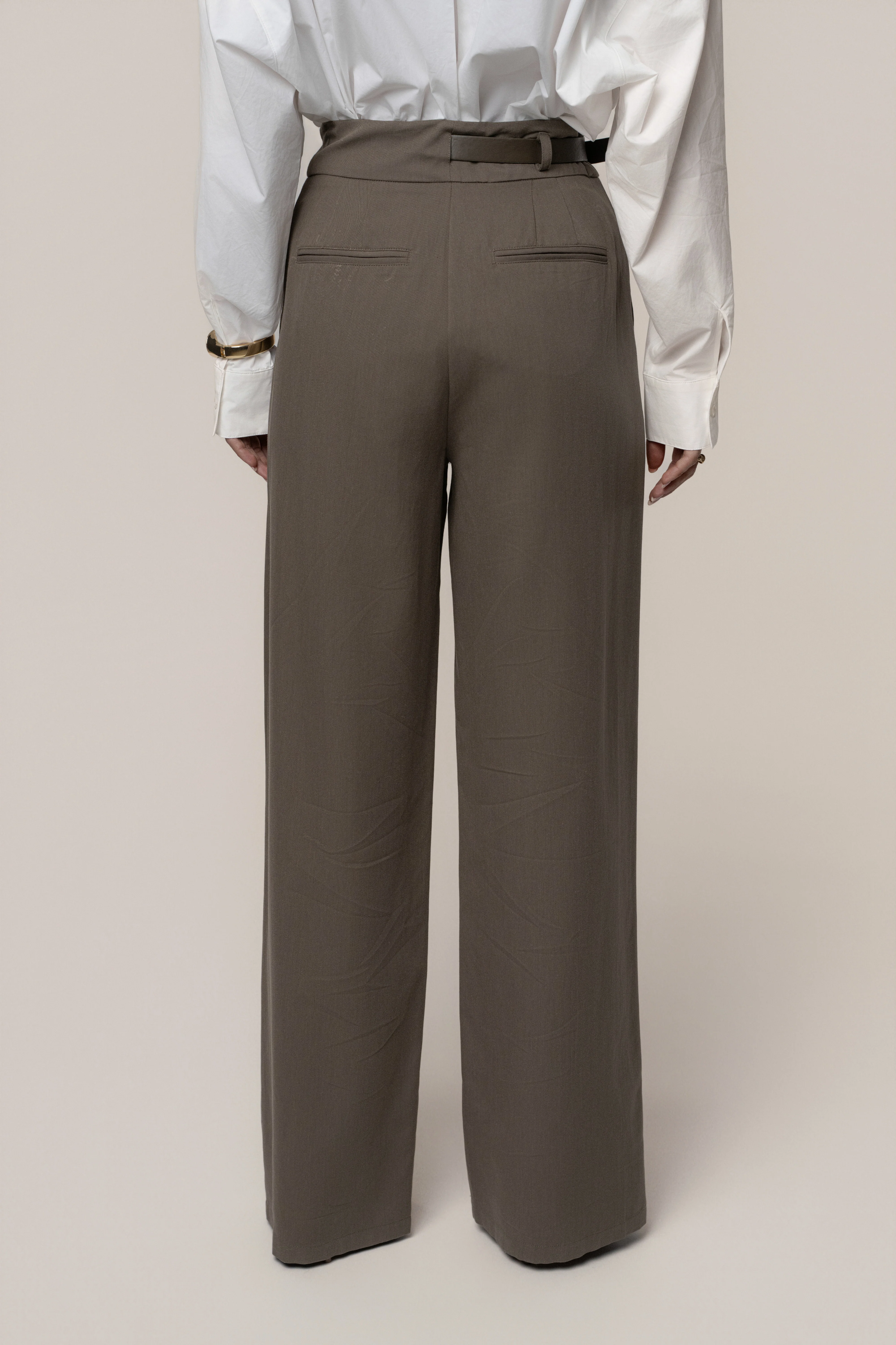 Dark Taupe Everywhere Belted Trousers - Image 9