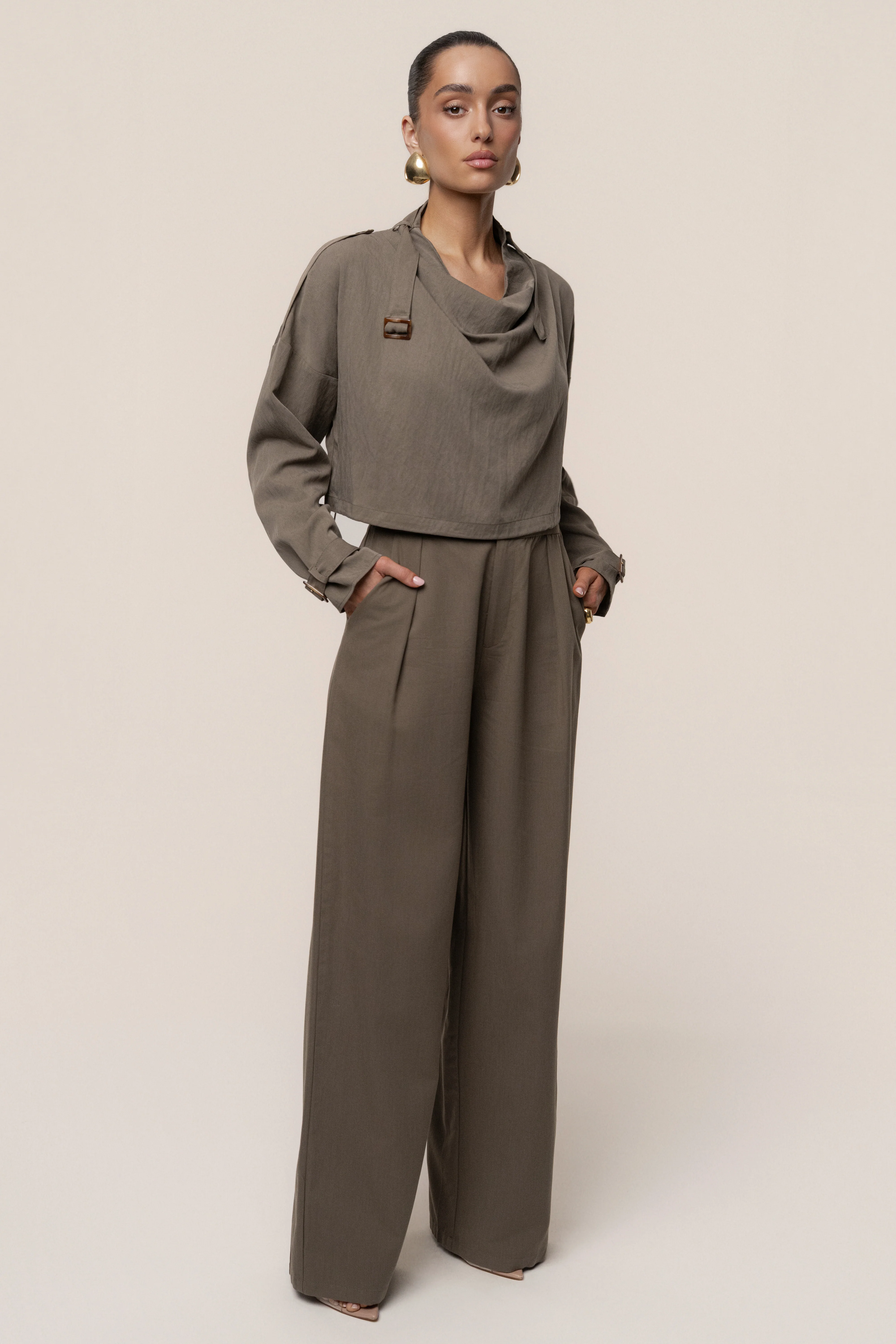 Dark Taupe Wanderlust Crop Top - Image 11