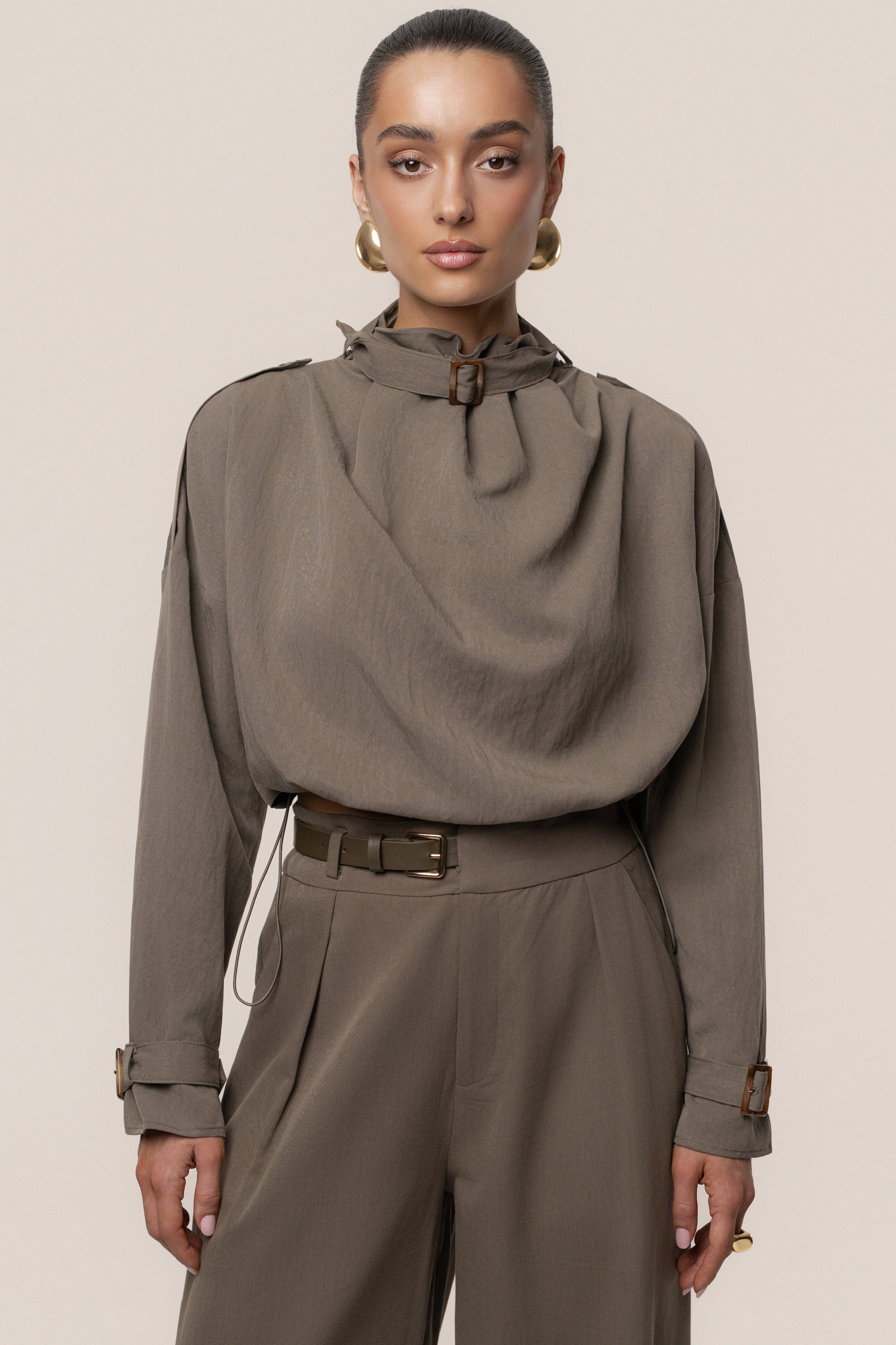 Dark Taupe Wanderlust Crop Top - Image 2