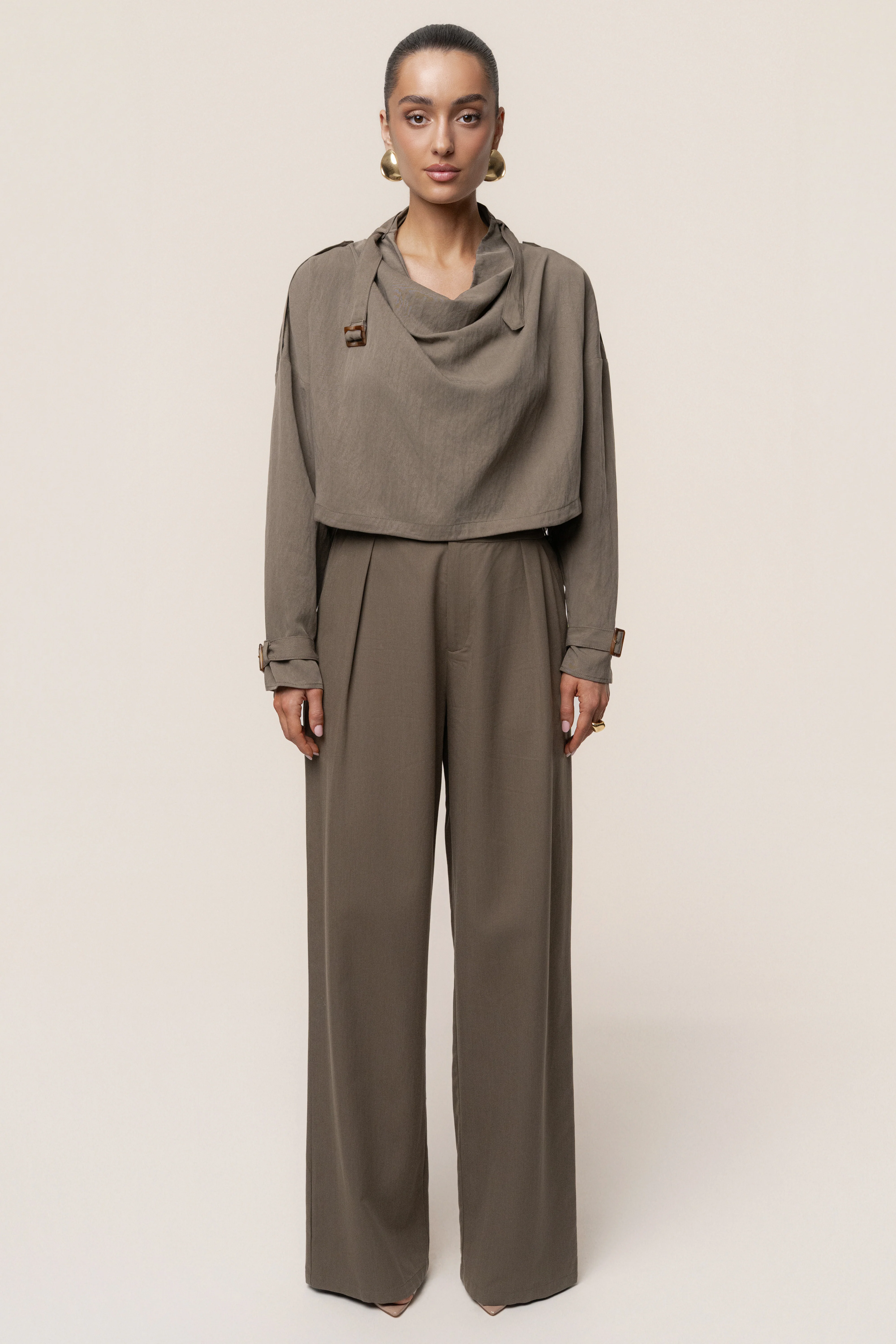 Dark Taupe Wanderlust Crop Top - Image 3