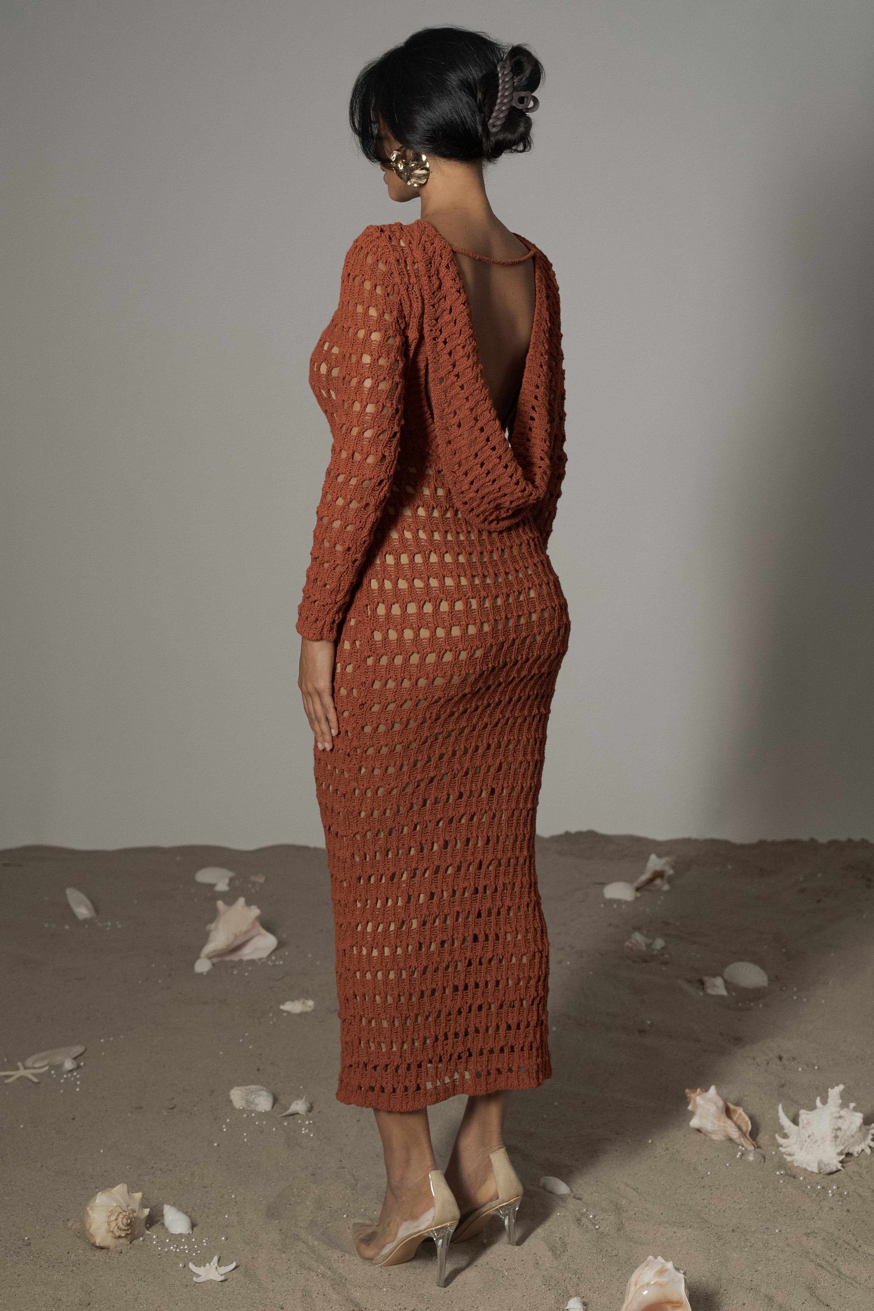Dark Terra Cotta Serene Wonders Crochet Dress - Image 2