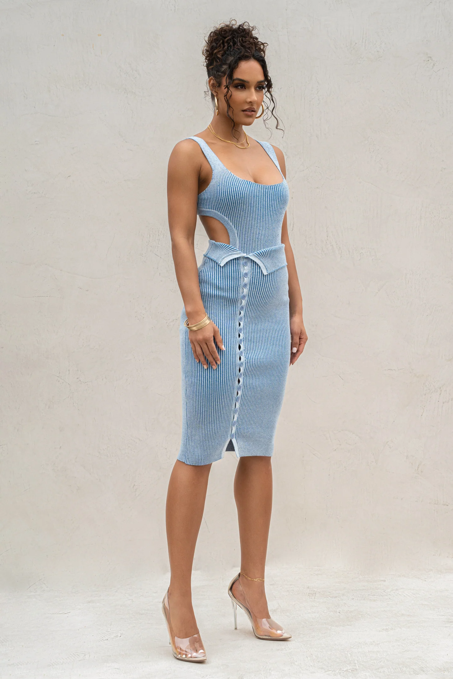 Denim/White Deana Ribbed Bodysuit - Image 8