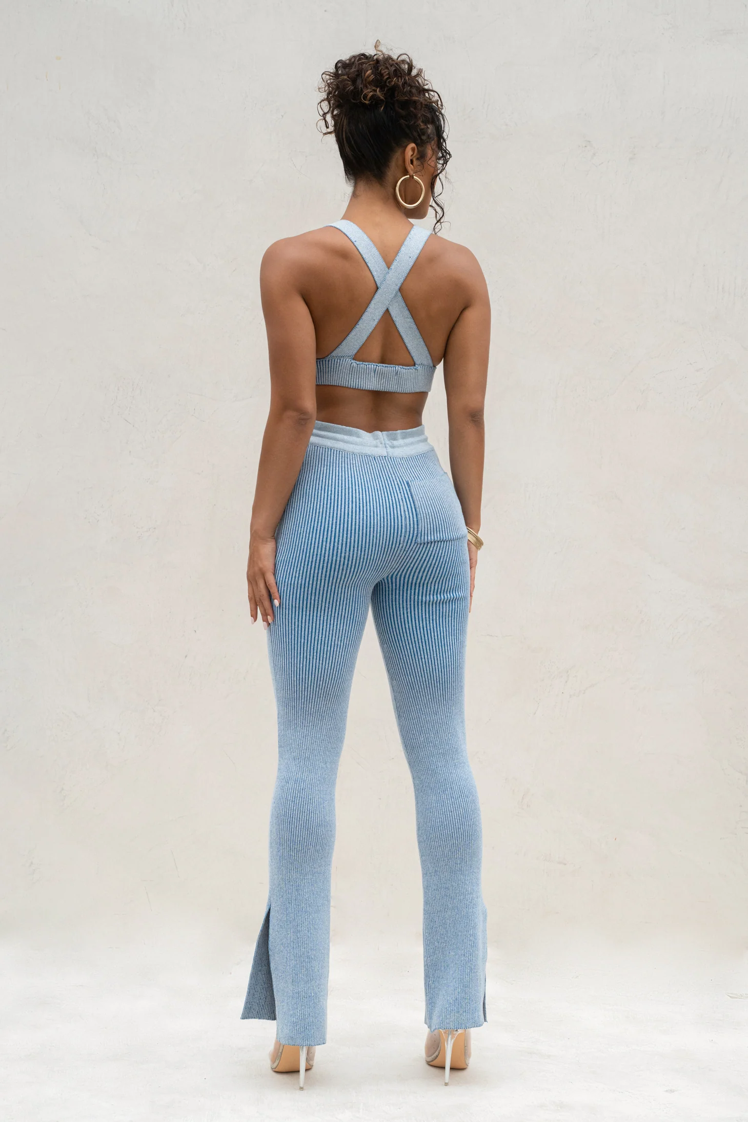 Denim/White Faya Ribbed Pants - Image 10