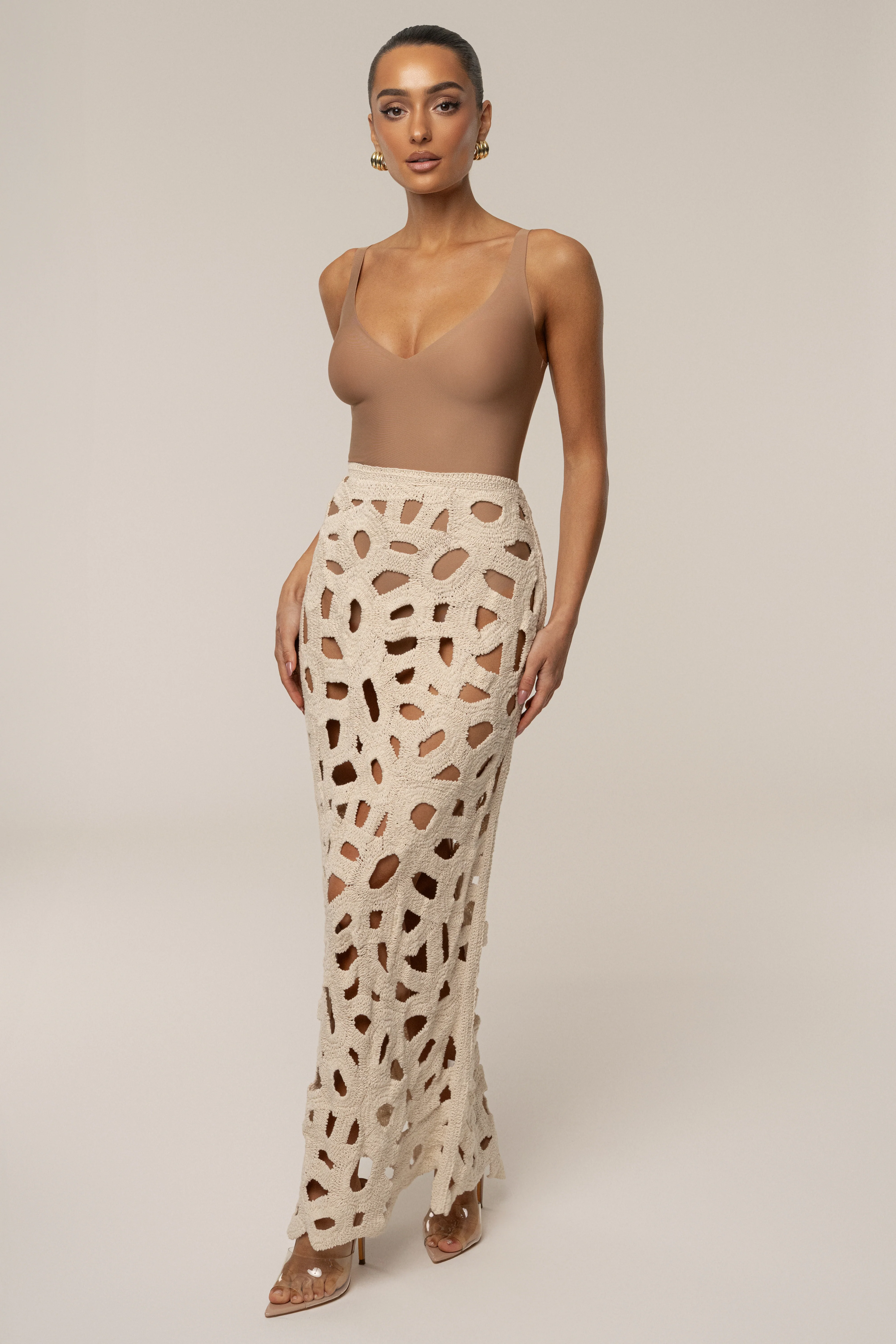 Ecru Coastal Breeze Crochet Maxi Skirt - Image 5