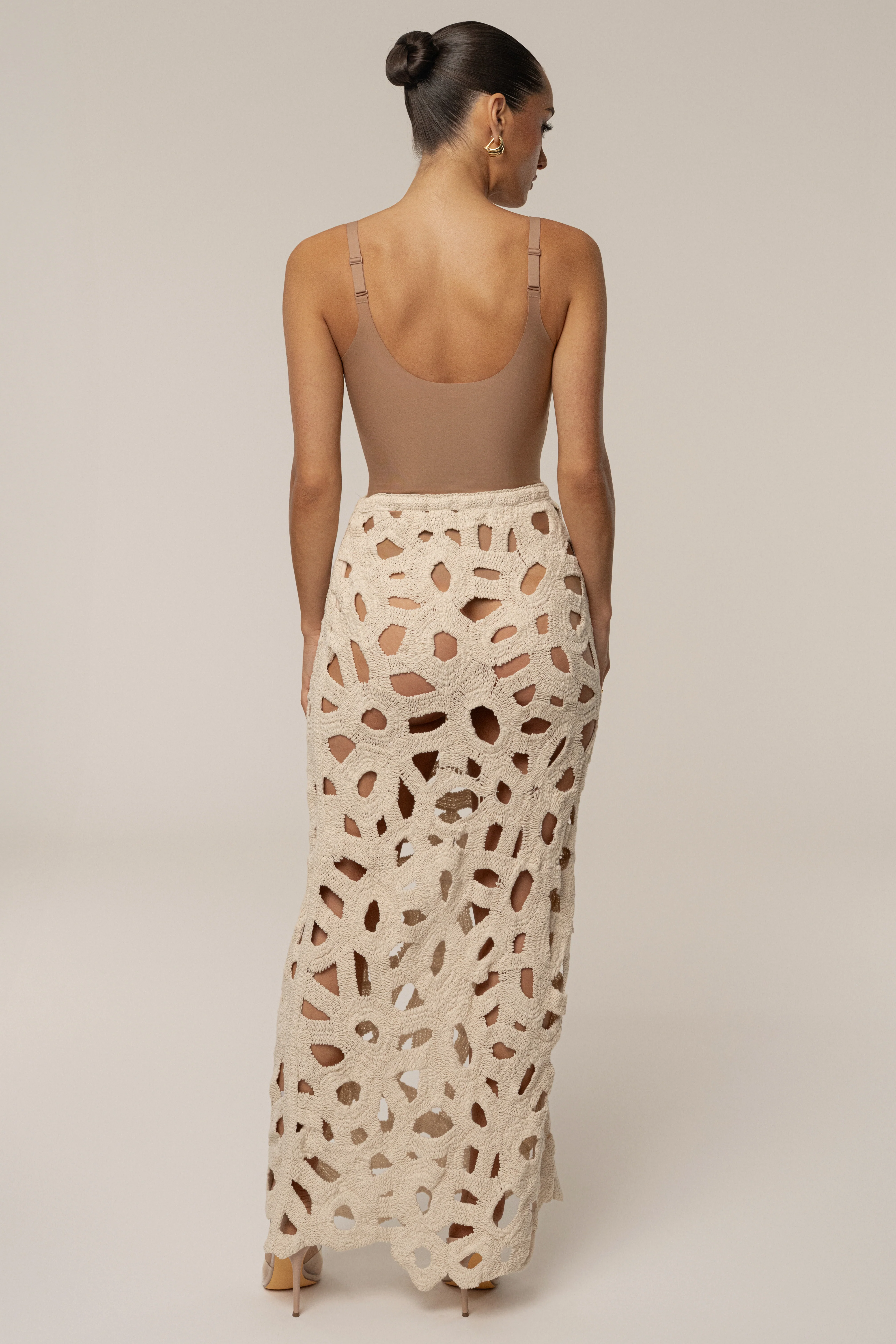 Ecru Coastal Breeze Crochet Maxi Skirt - Image 8