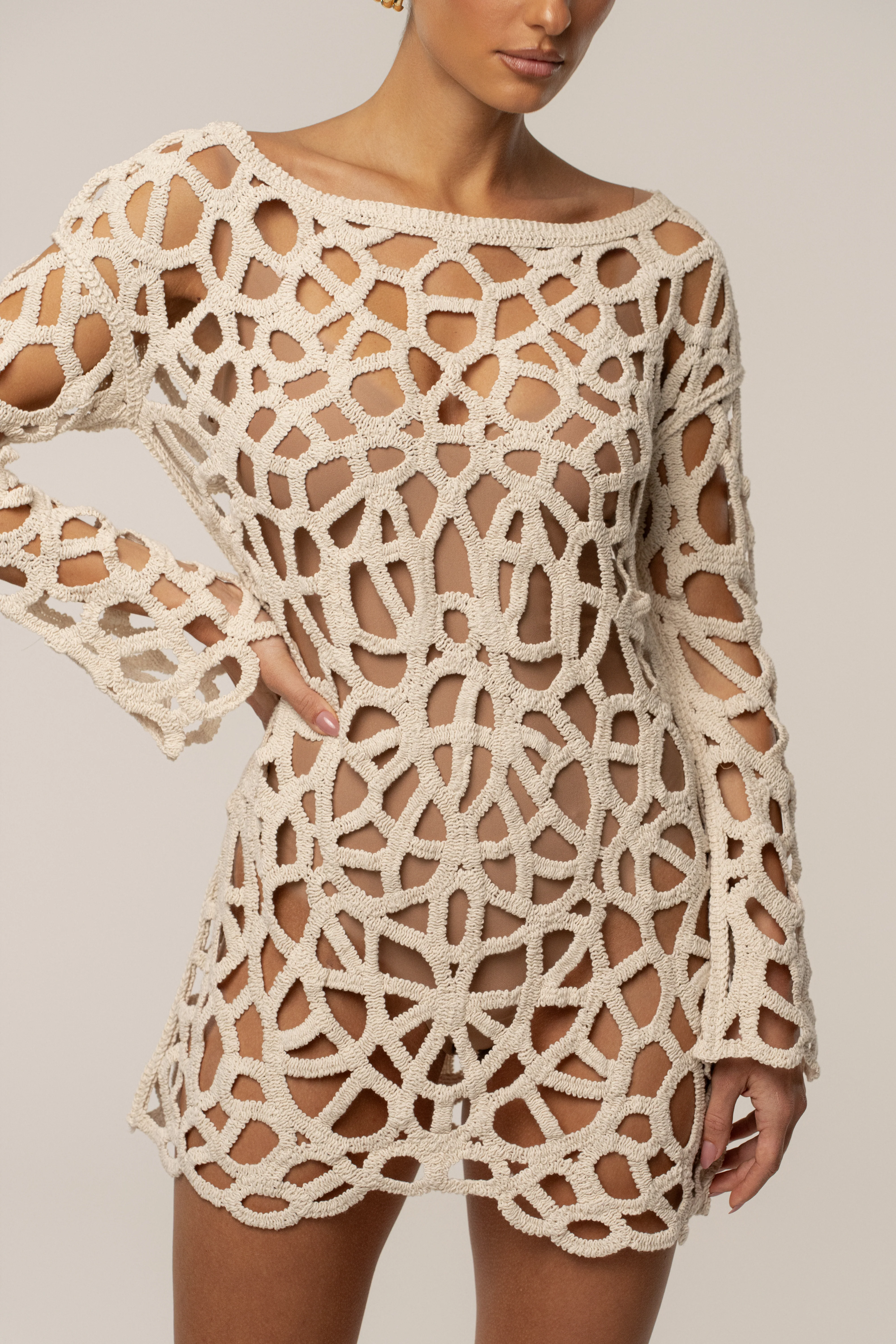 Ecru Seaside Crochet Cover Up - Image 4