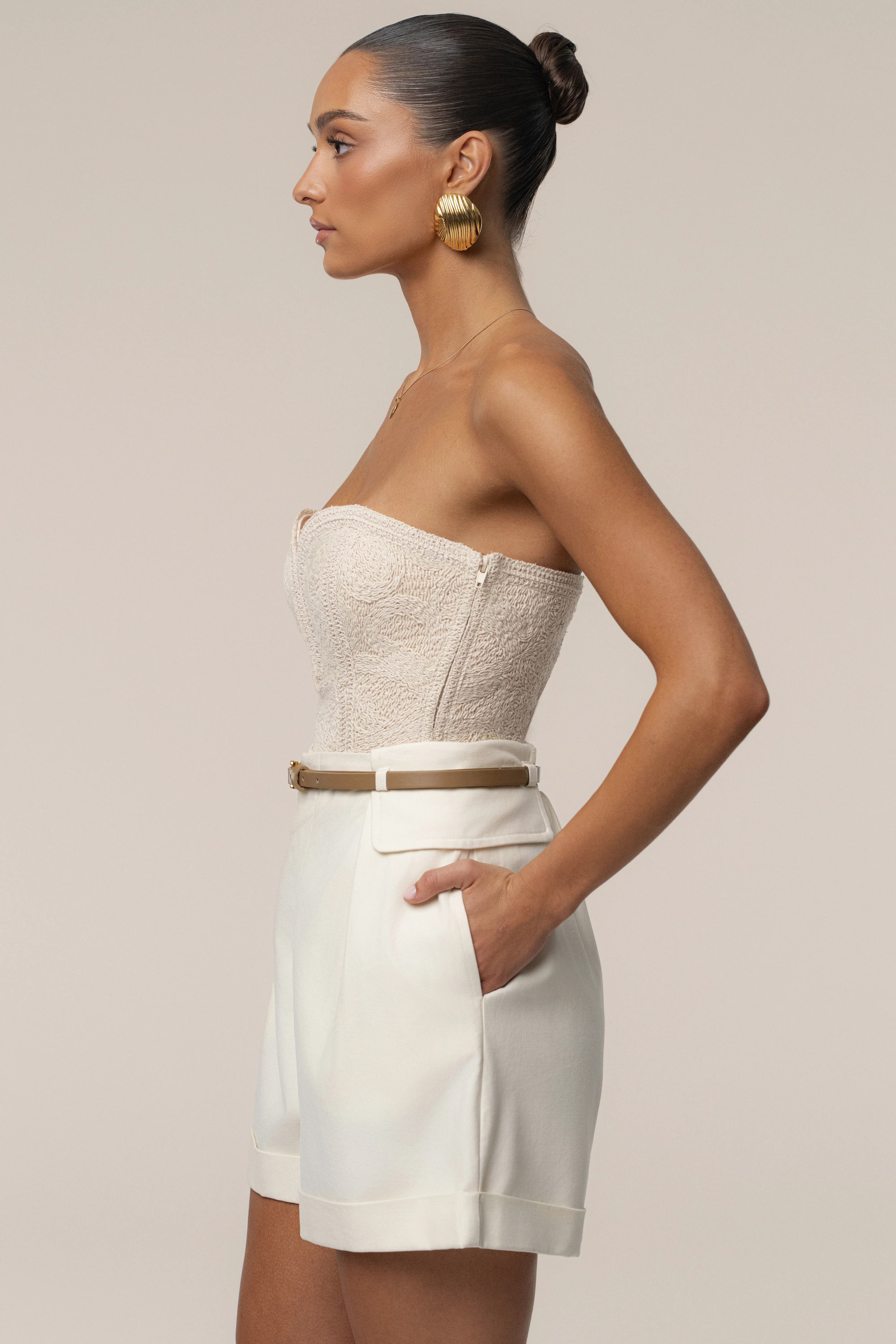 Ecru Serene Coast Texture Bodysuit - Image 12
