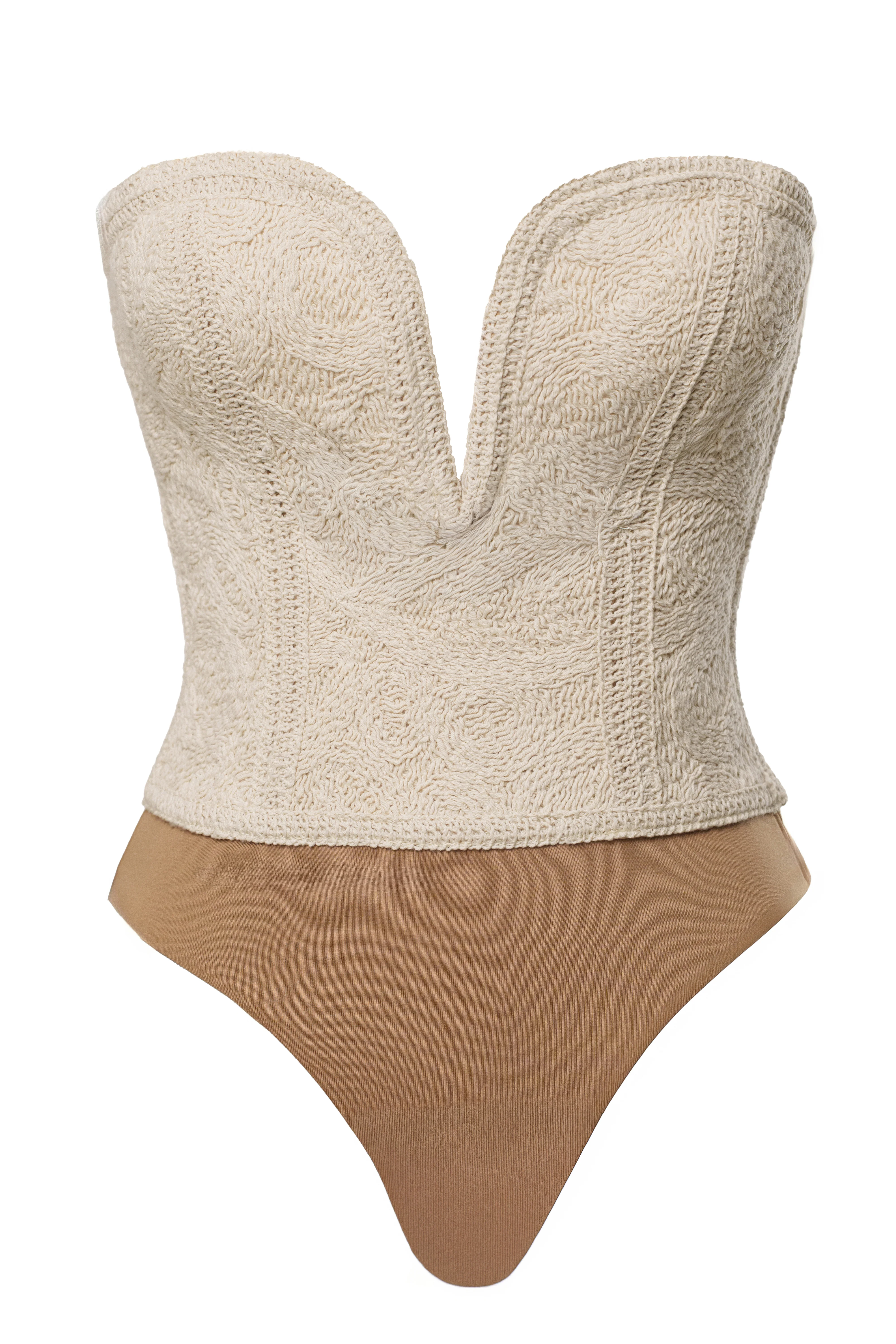Ecru Serene Coast Texture Bodysuit - Image 3