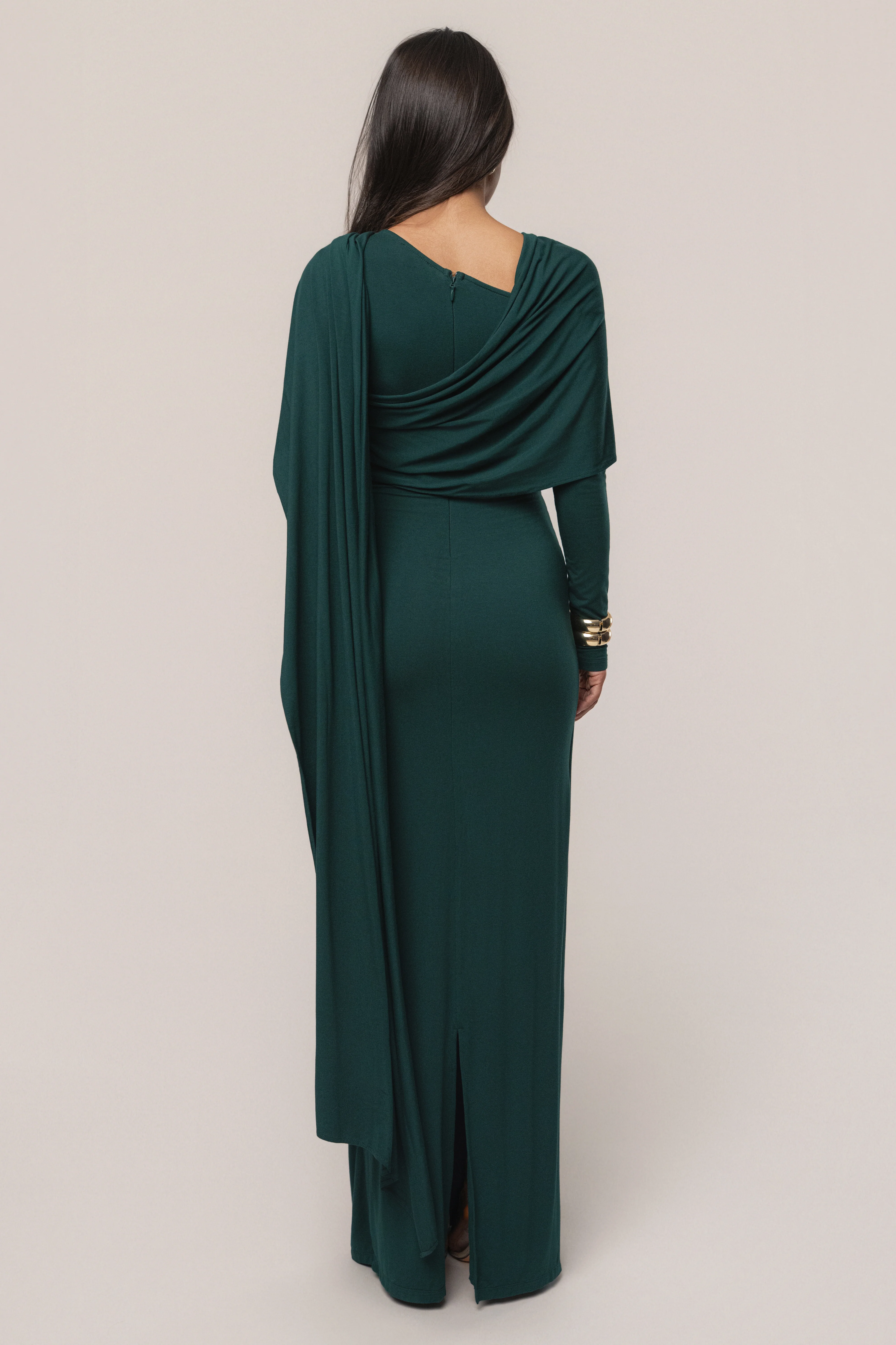 Emerald Glitz Asymmetric Maxi Dress - Image 11