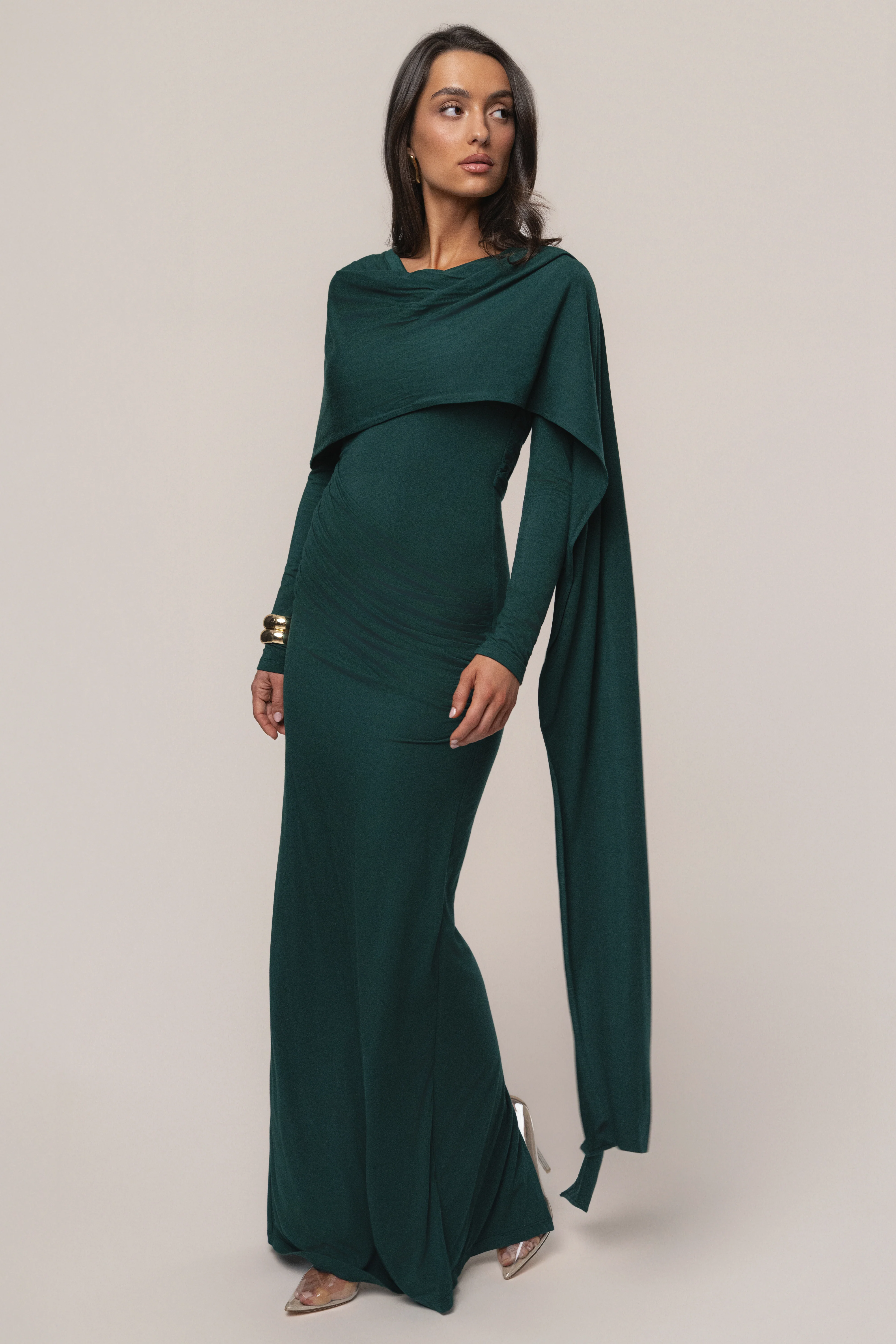 Emerald Glitz Asymmetric Maxi Dress - Image 12