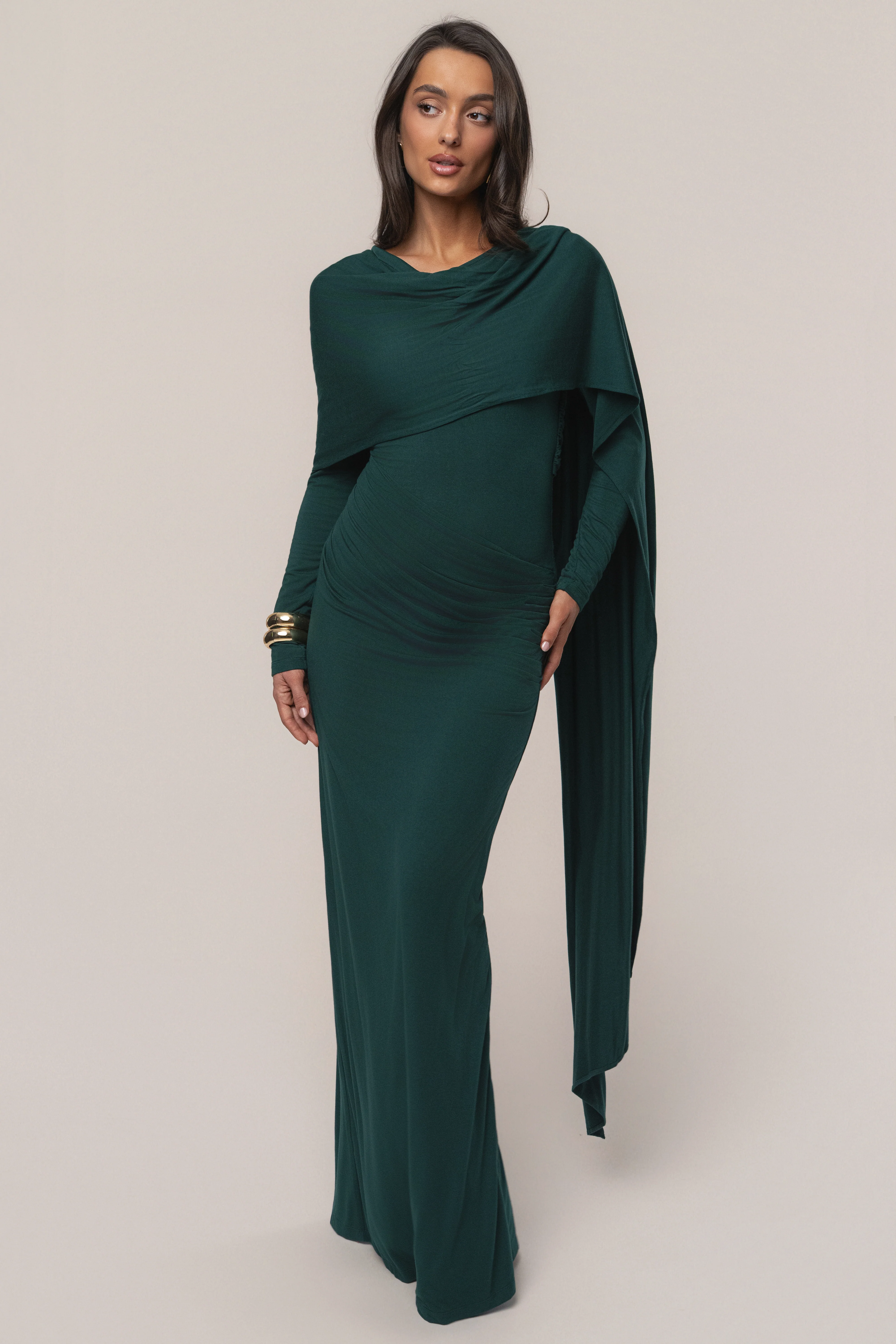 Emerald Glitz Asymmetric Maxi Dress - Image 15