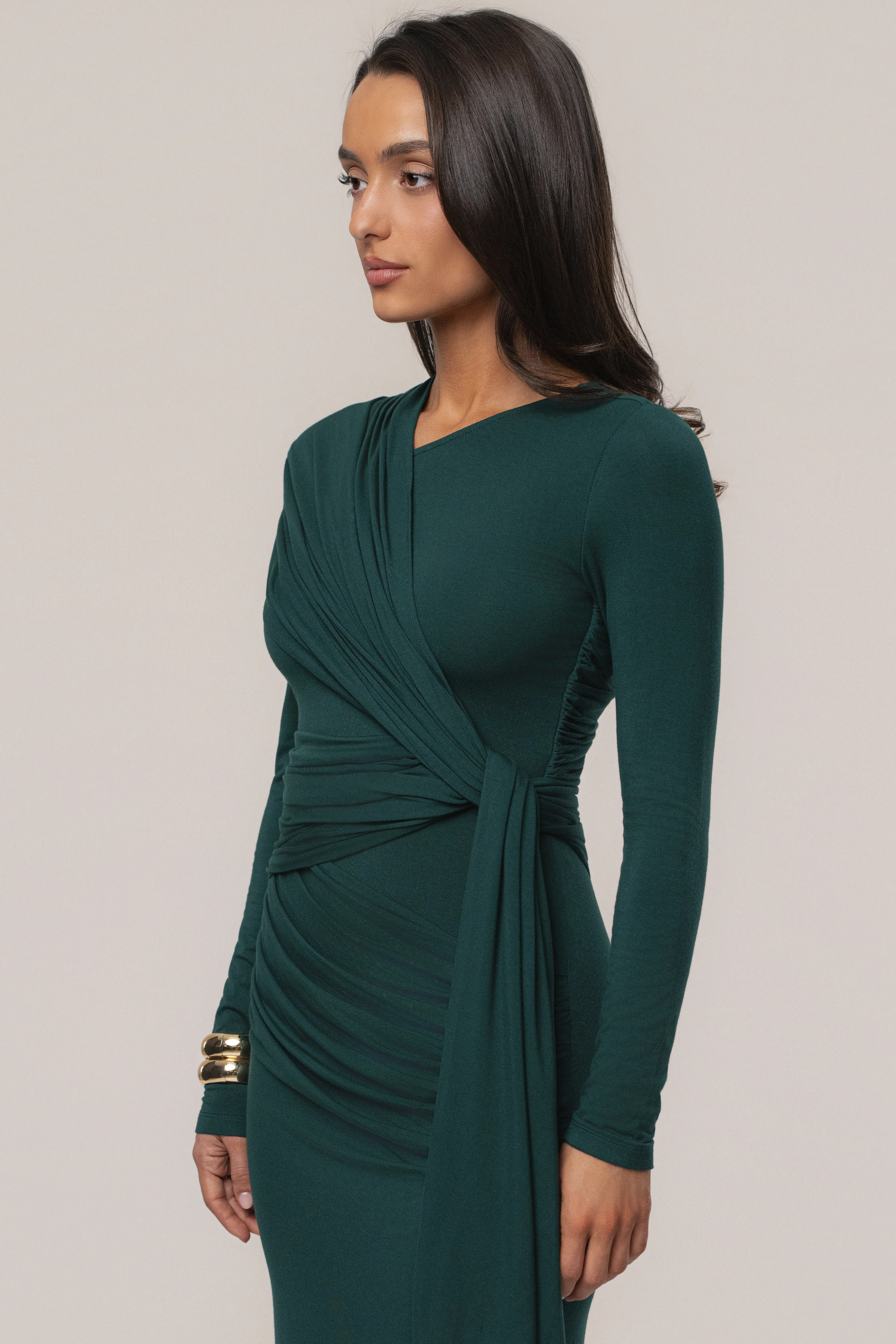 Emerald Glitz Asymmetric Maxi Dress - Image 16