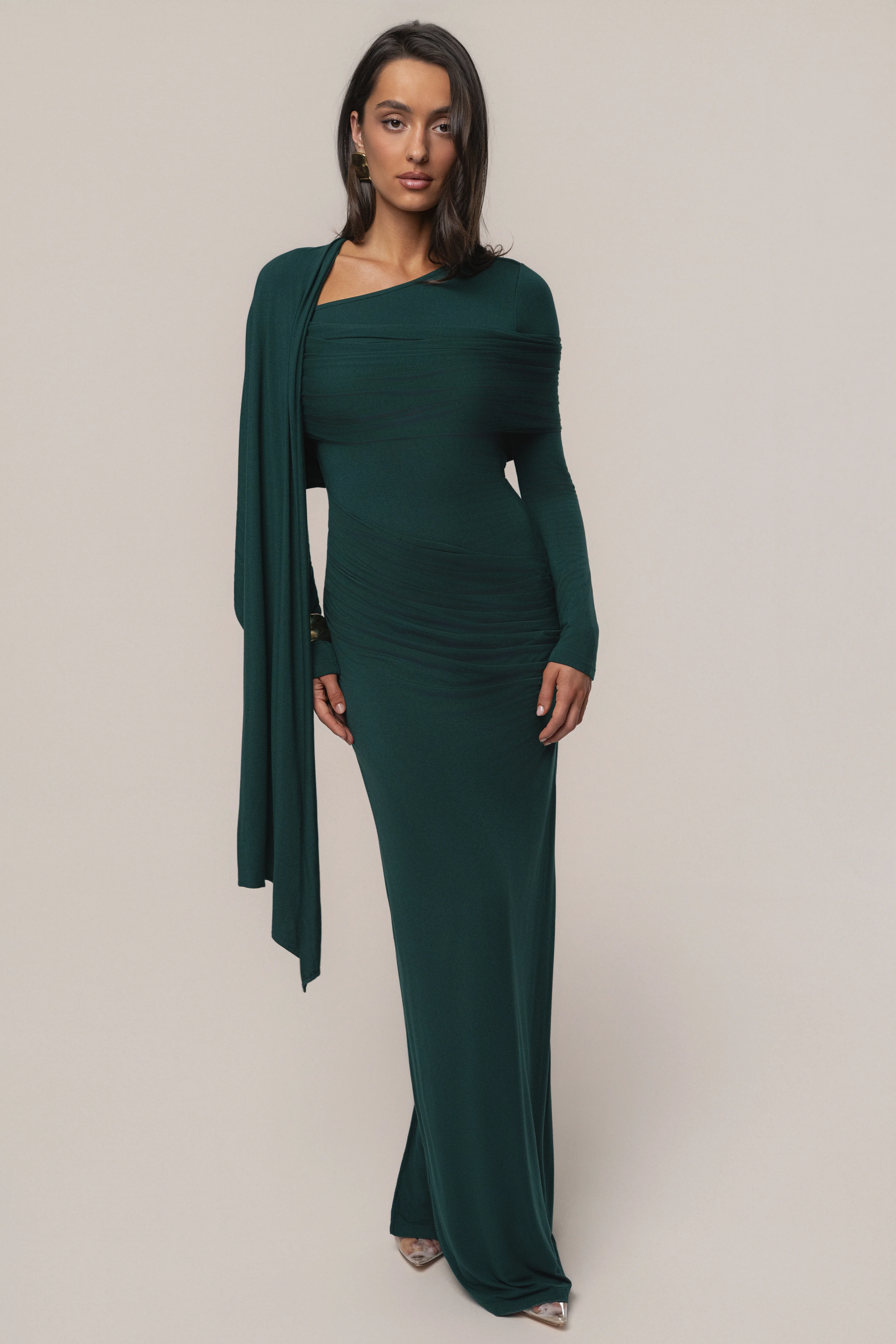 Emerald Glitz Asymmetric Maxi Dress - Image 18