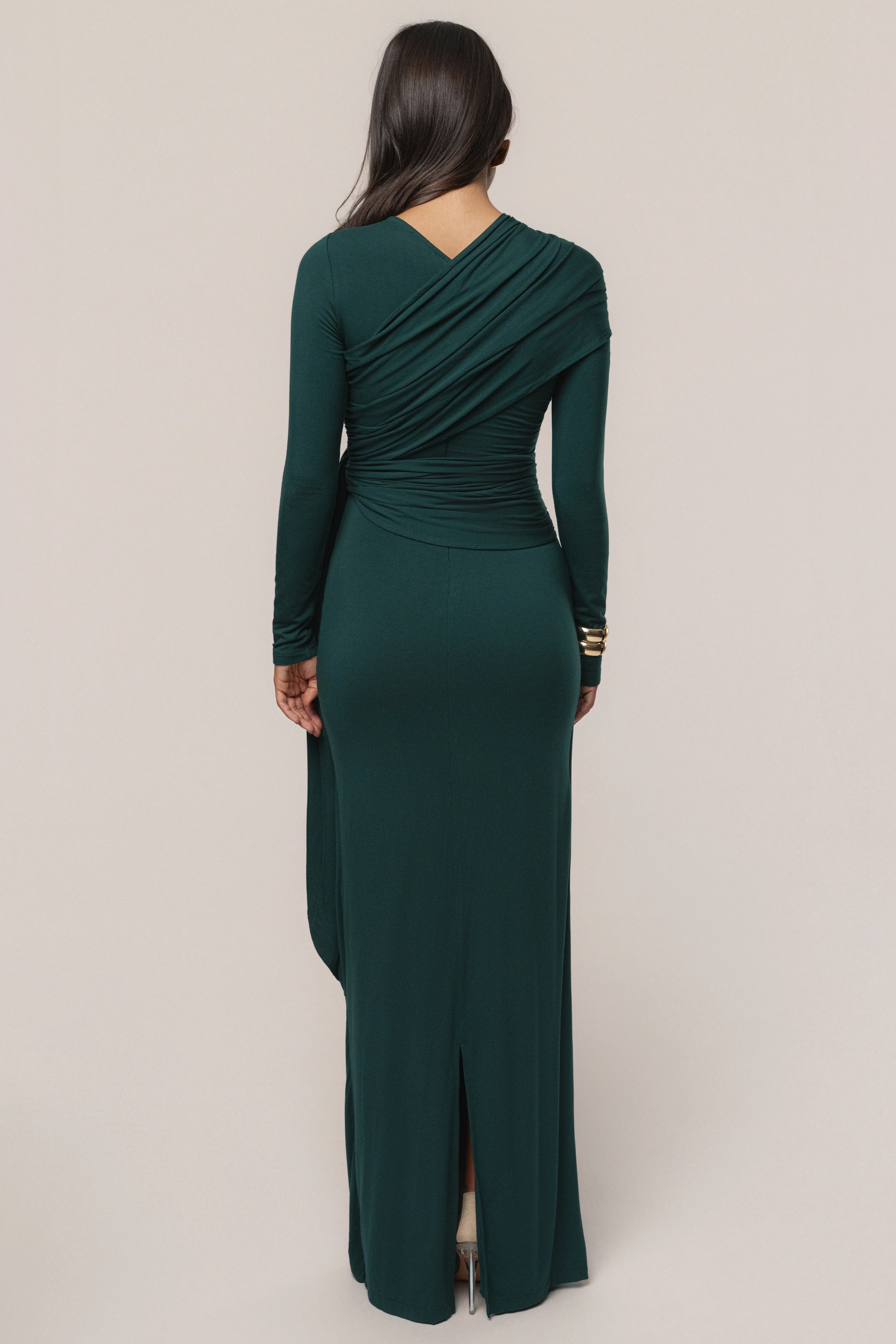 Emerald Glitz Asymmetric Maxi Dress - Image 22