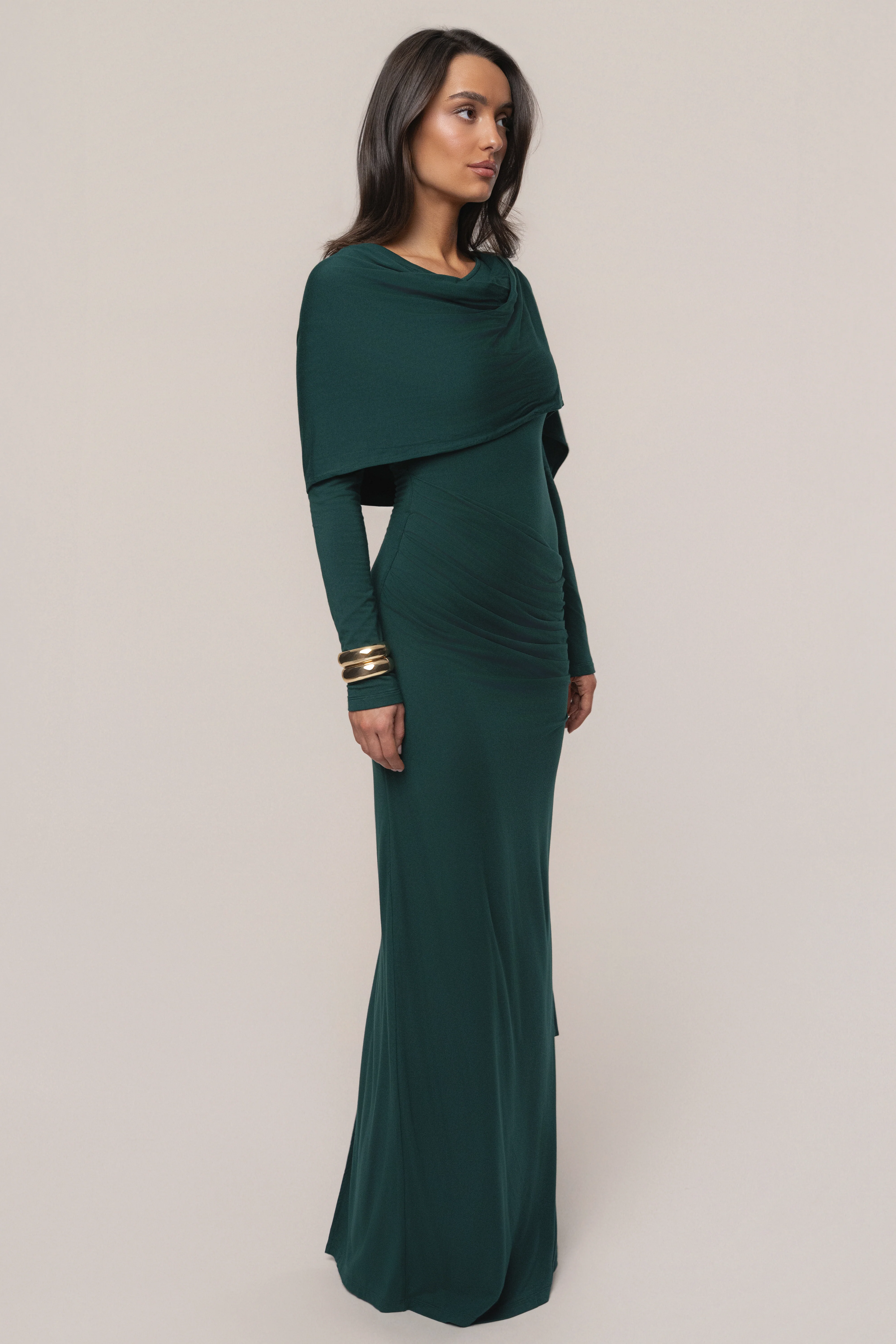 Emerald Glitz Asymmetric Maxi Dress - Image 5