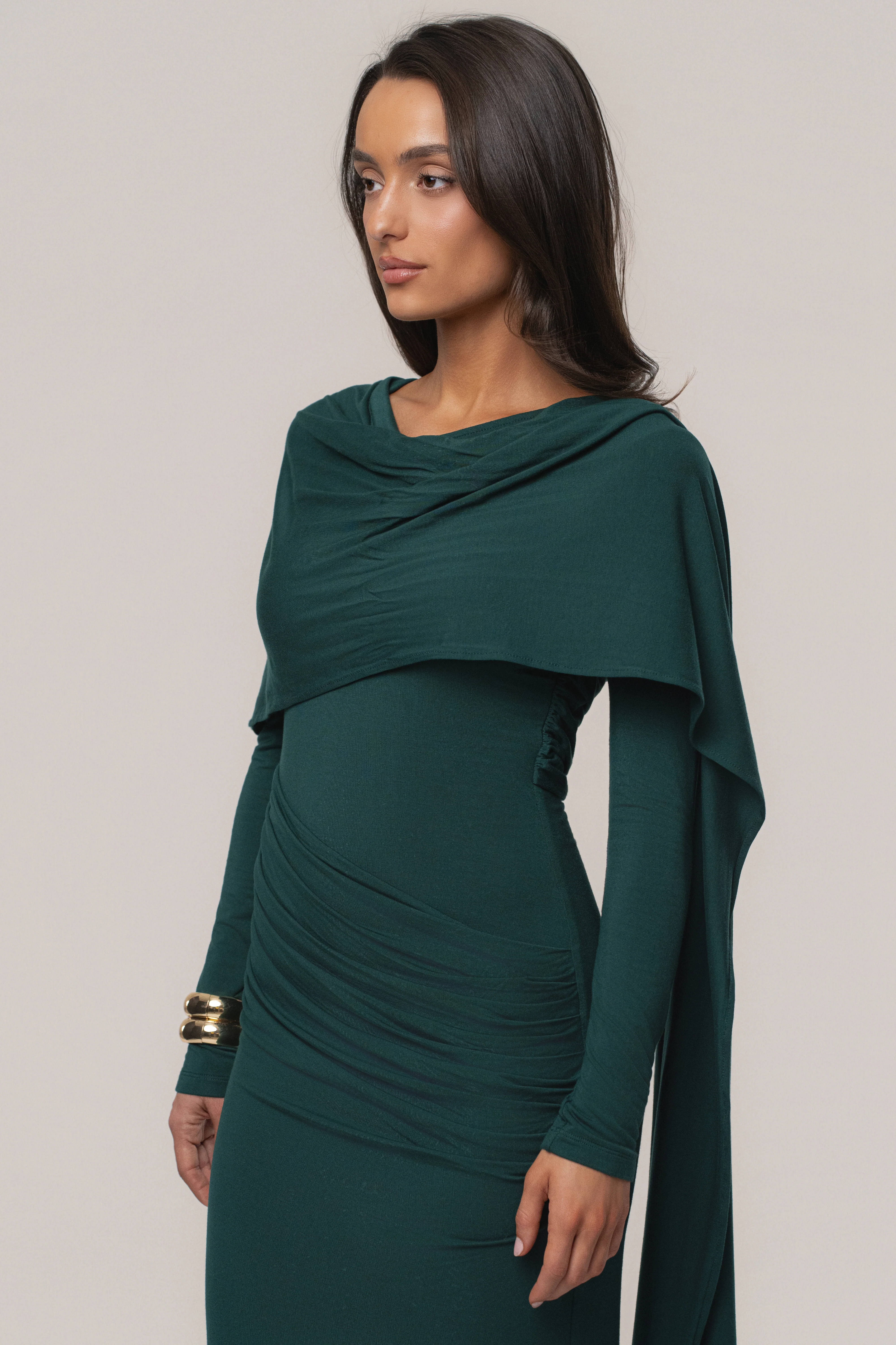 Emerald Glitz Asymmetric Maxi Dress - Image 7