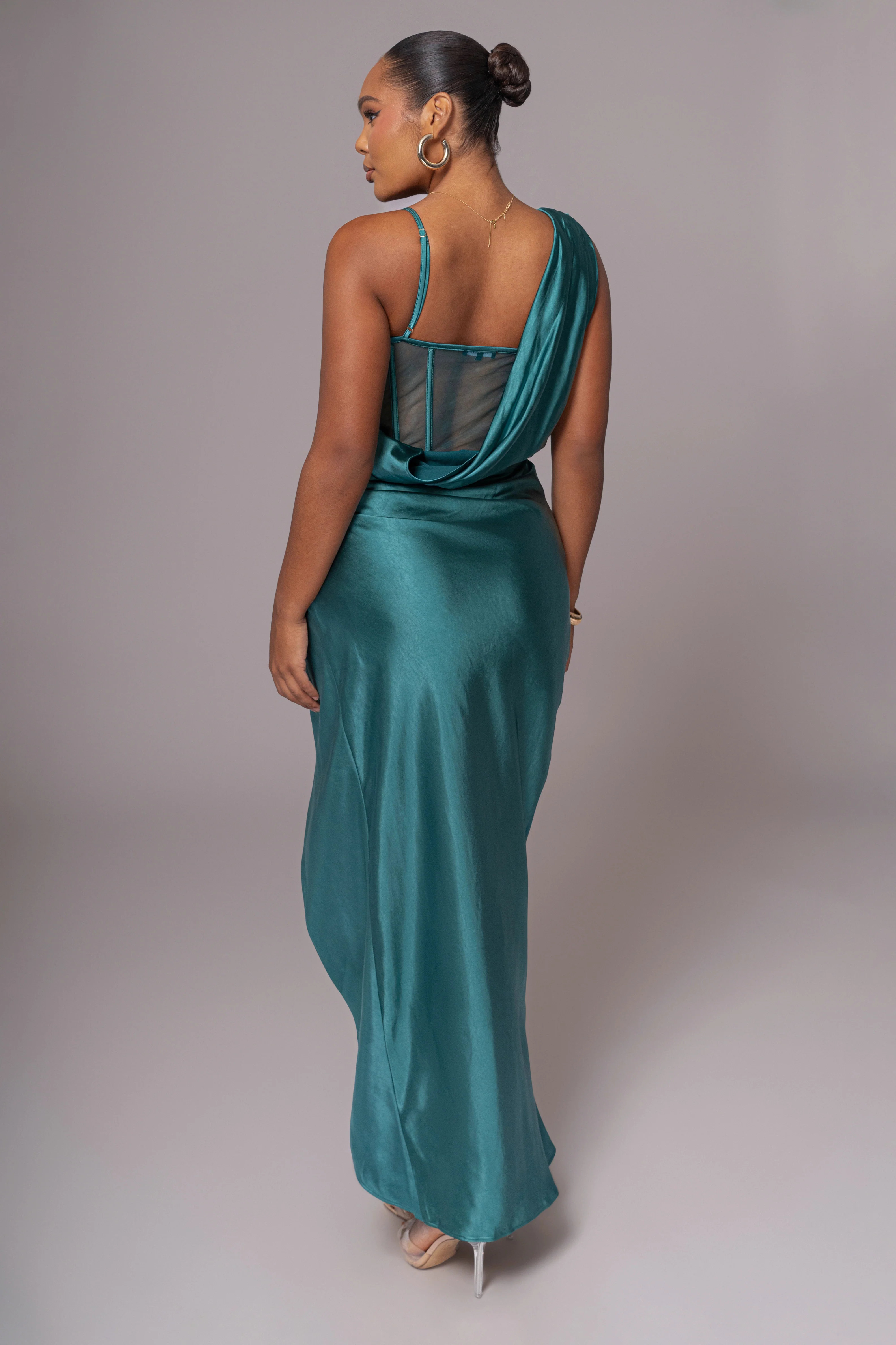 Emerald Green Anastacia Drape Maxi Dress - Image 12