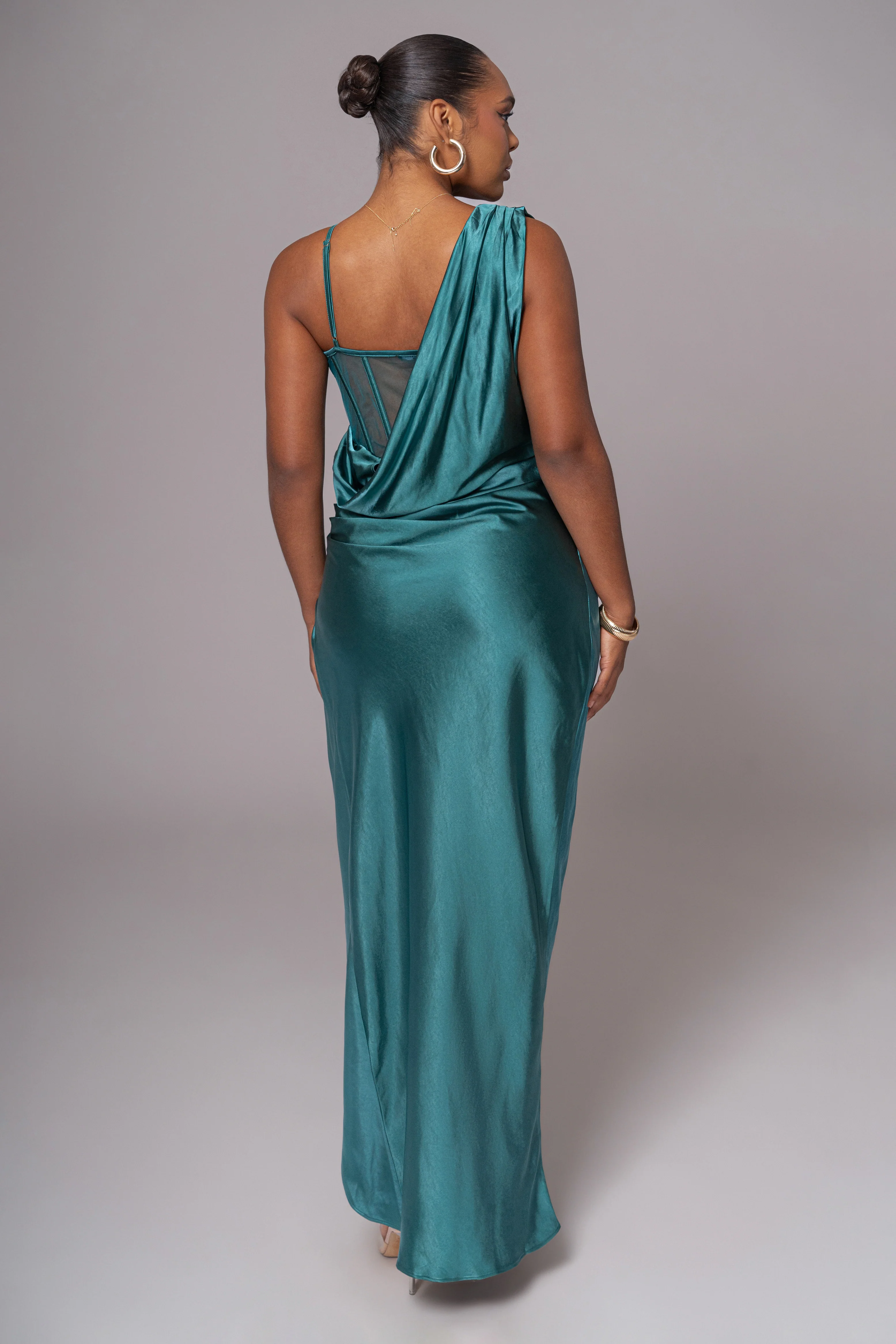Emerald Green Anastacia Drape Maxi Dress - Image 14