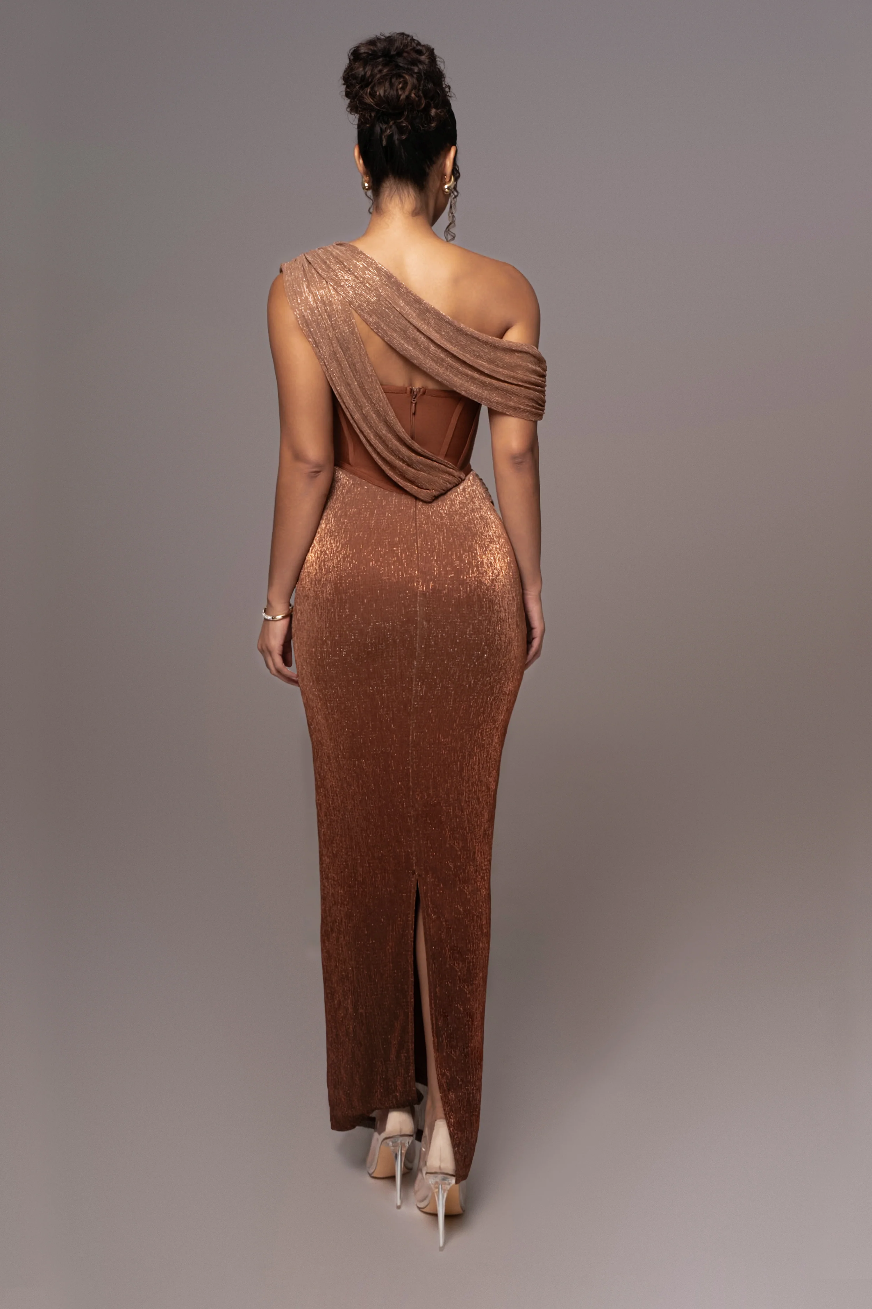 Gold Celestina Draped Maxi Dress - Image 11