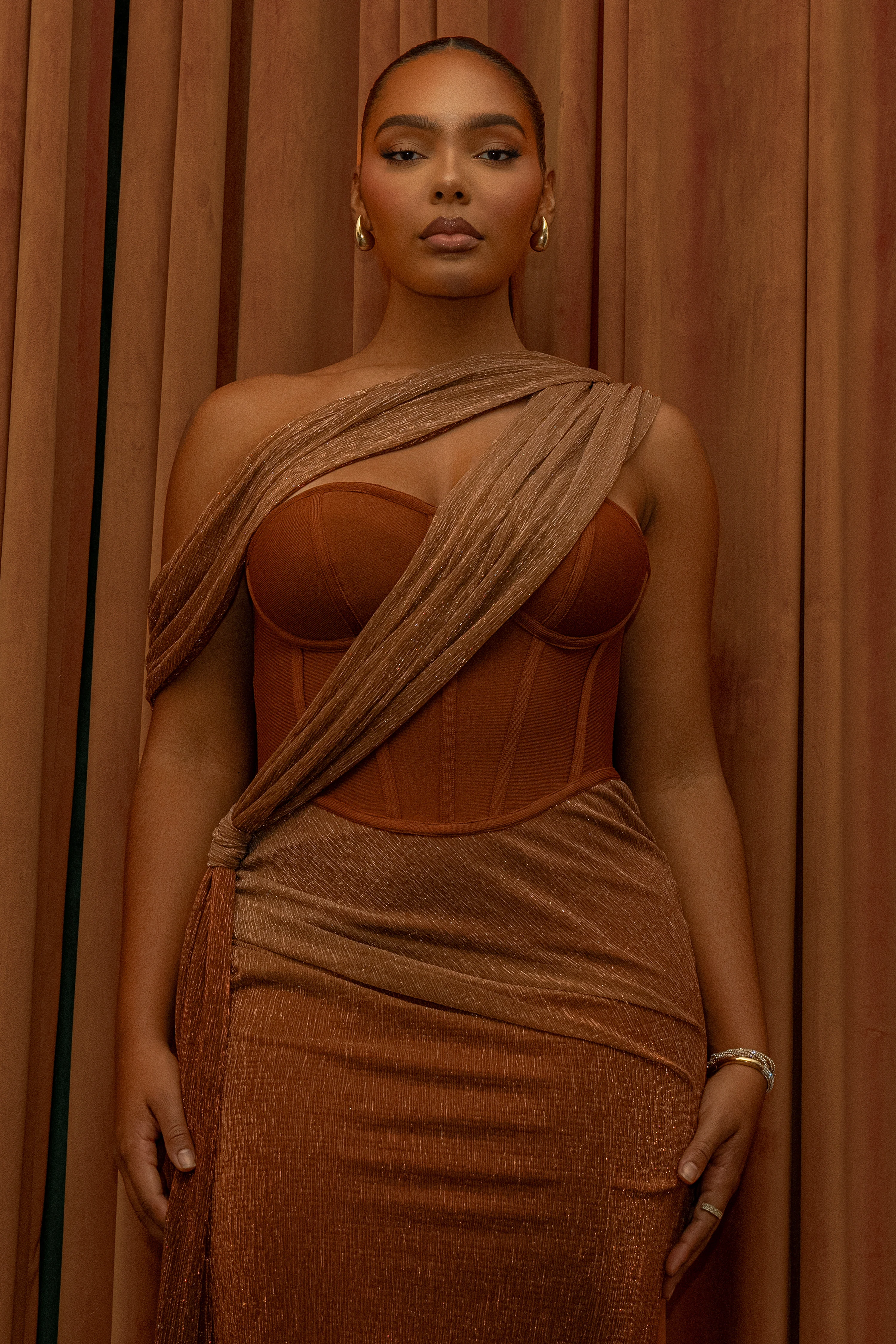 Gold Celestina Draped Maxi Dress - Image 6